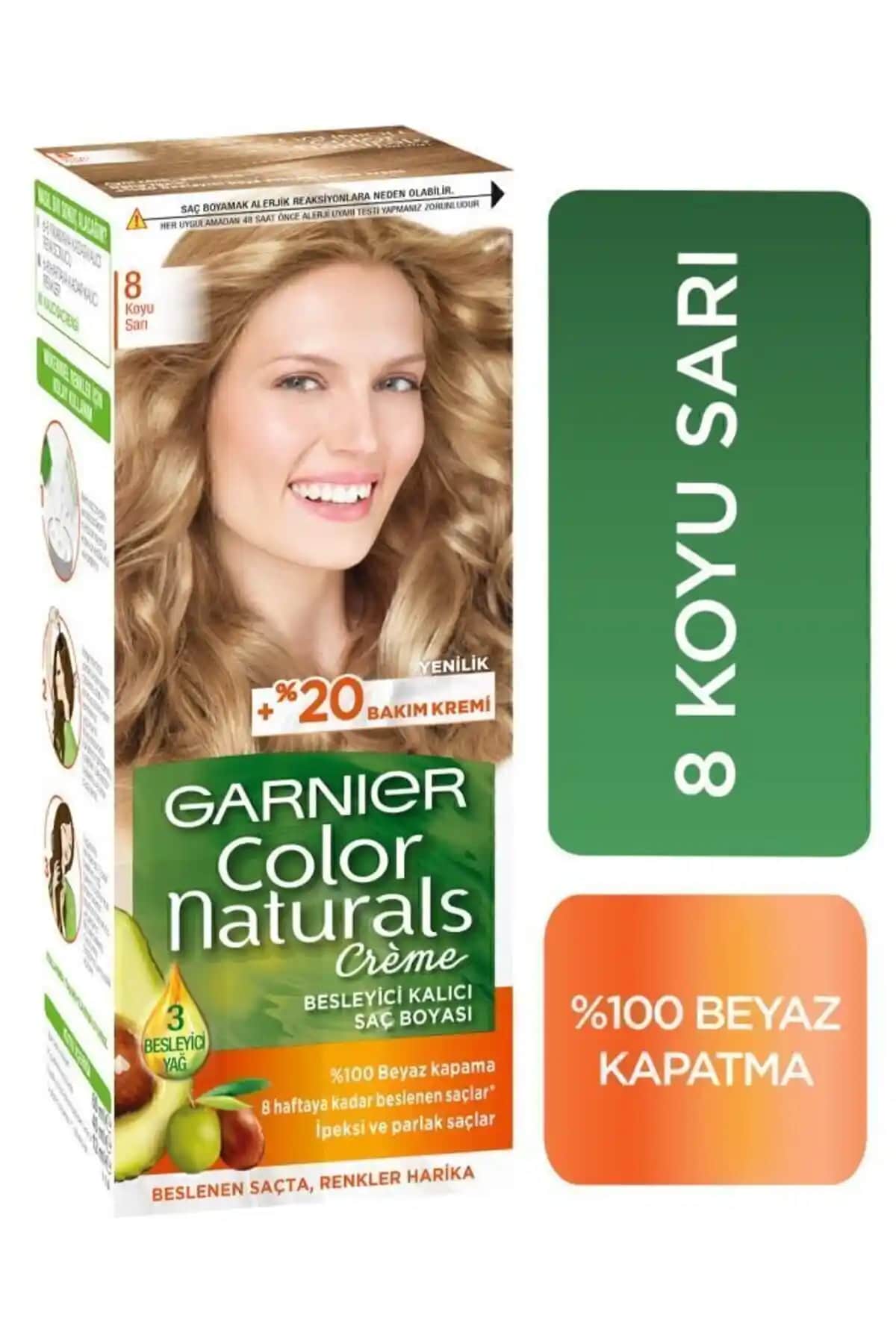 Garnier Color Naturals 8 Koyu Sarı Saç Boyası Doğal ve Kalıcı Renk Seçeneği