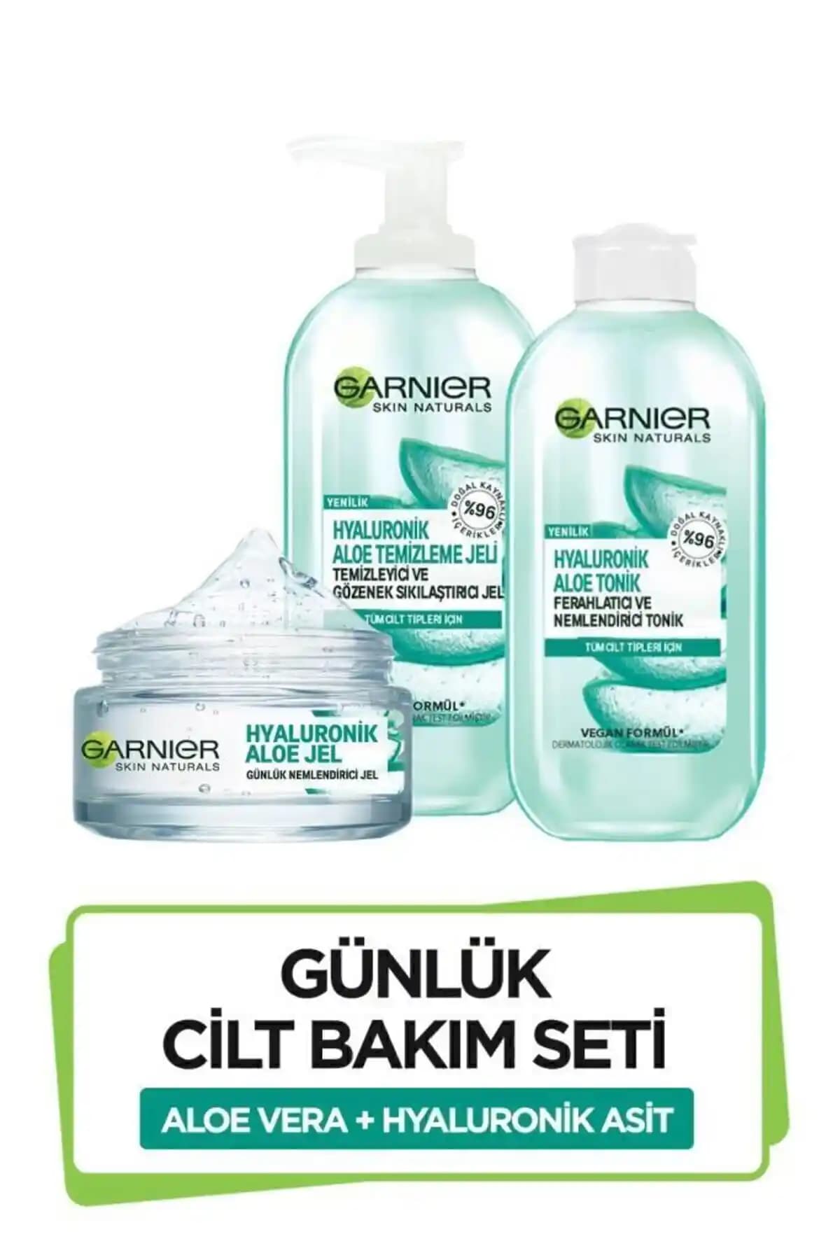 Garnier Hyaluronik Aloe Jel ve Tonik Seti: Doğal İçeriklerle Hassas ve Yağlı Cilt Bakımı