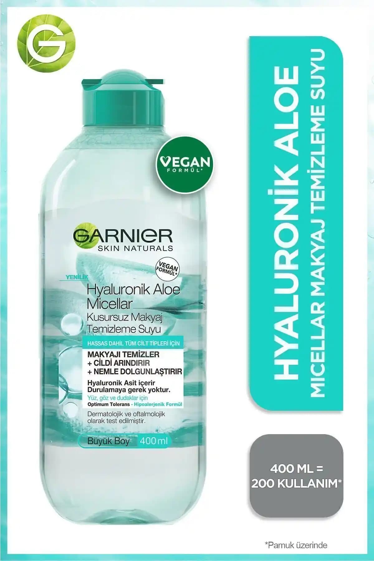 Garnier Hyaluronik Aloe Micellar Suyu: Hassas ve Tüm Ciltler İçin Derinlemesine Temizlik