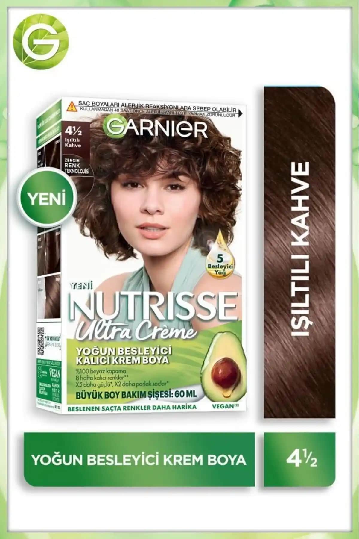 Garnier Nutrisse Yoğun Besleyici Kalıcı Krem Saç Boyası Işıltılı Kahve Rengiyle Doğal ve Canlı Görünüm