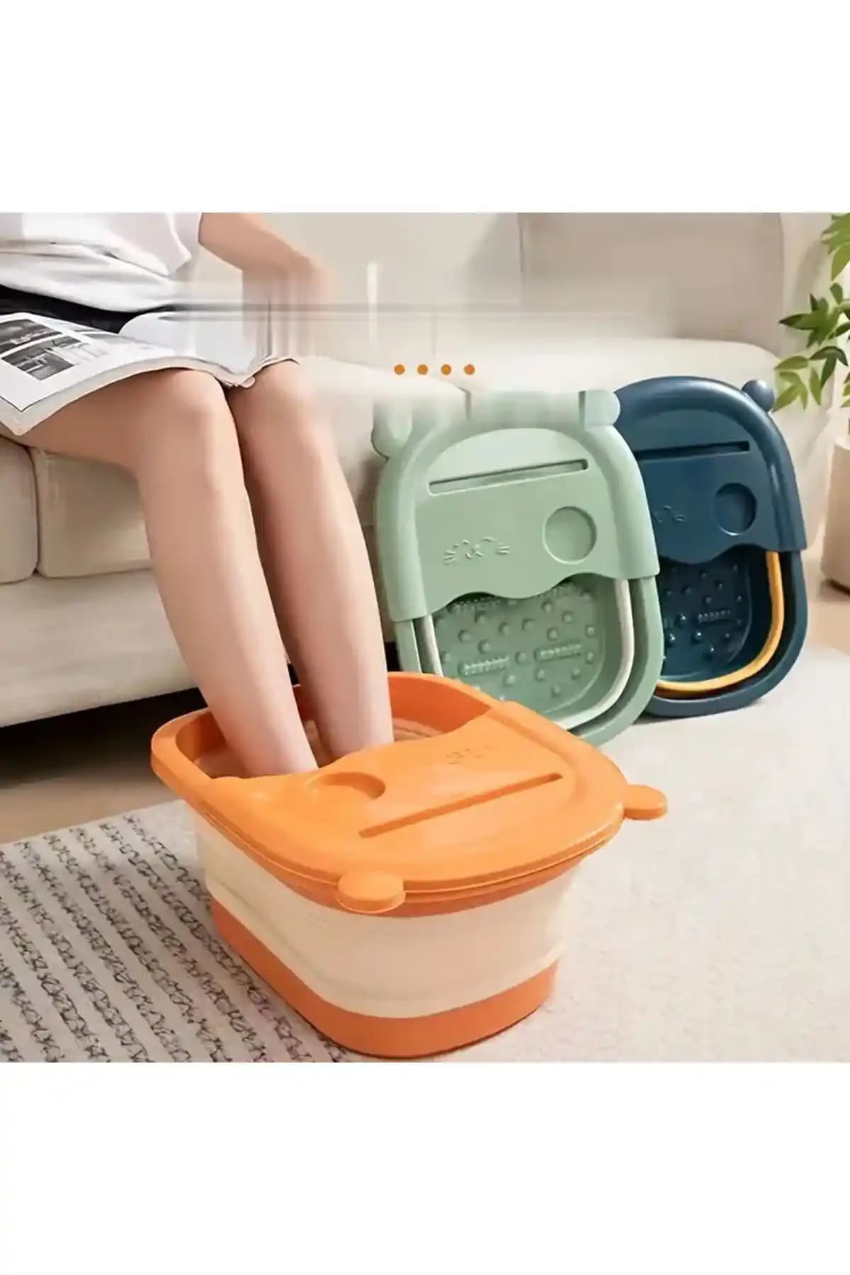 GELDİMİCOM Masajlı Katlanır Ayak Bakım Leğeni Pratik ve Çok Fonksiyonlu Kullanım