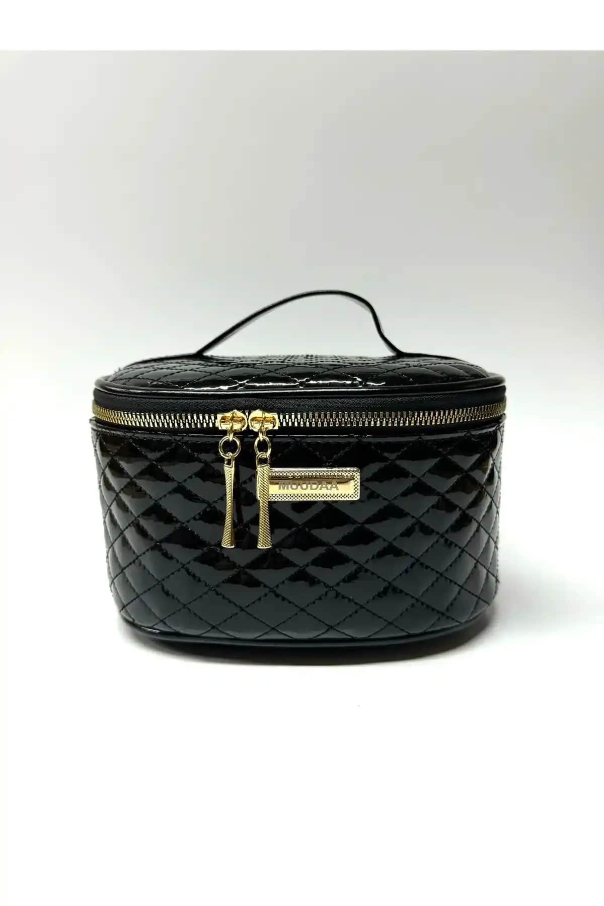 Genel Markalar Siyah Kadın Kutu Makyaj Çantası Büyük Boy Modern Tasarım