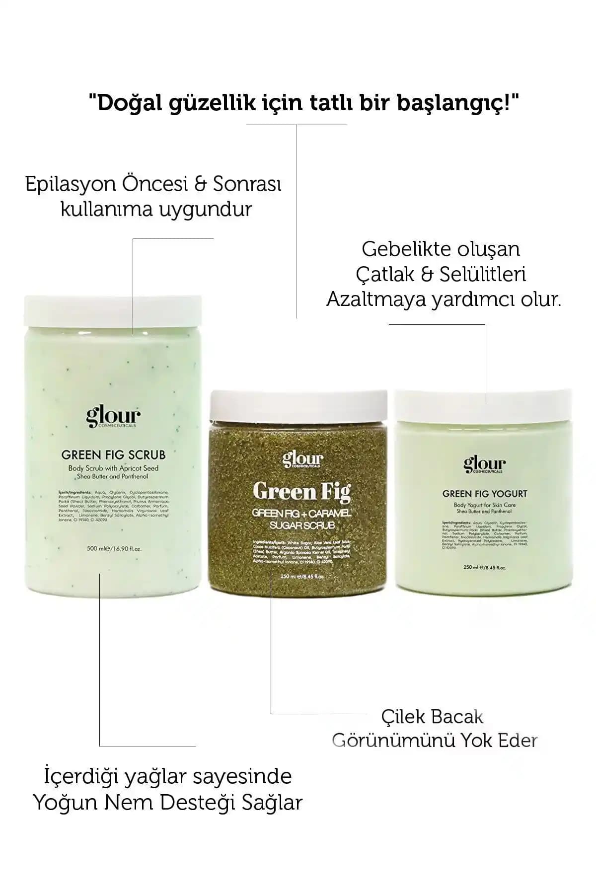 GLOUR 3'lü Green Fig Seti: Doğal ve Etkili Cilt Bakım Ürünleri