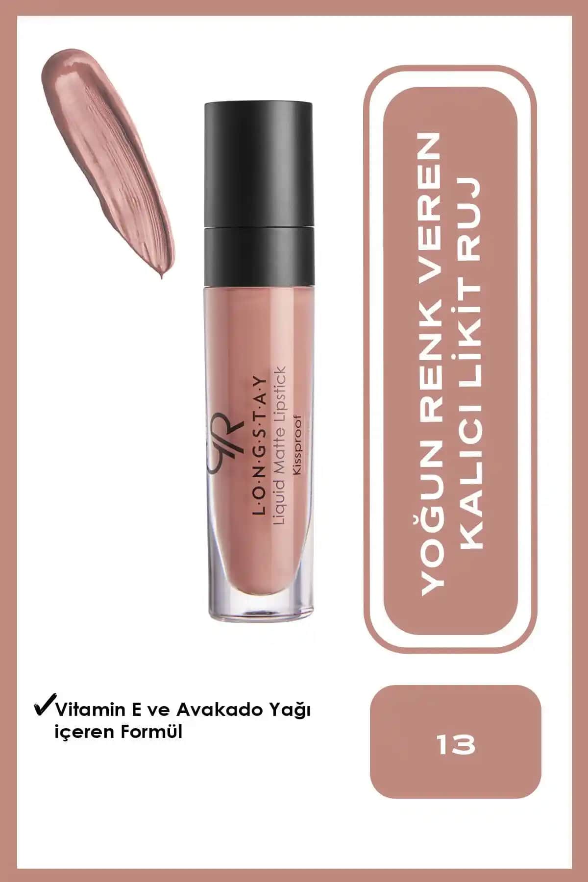 Golden Rose Longstay Liquid Matte Dudak Ruj No: 13 Apricot Nude Doğal ve Kalıcı Günlük Kullanım İçin