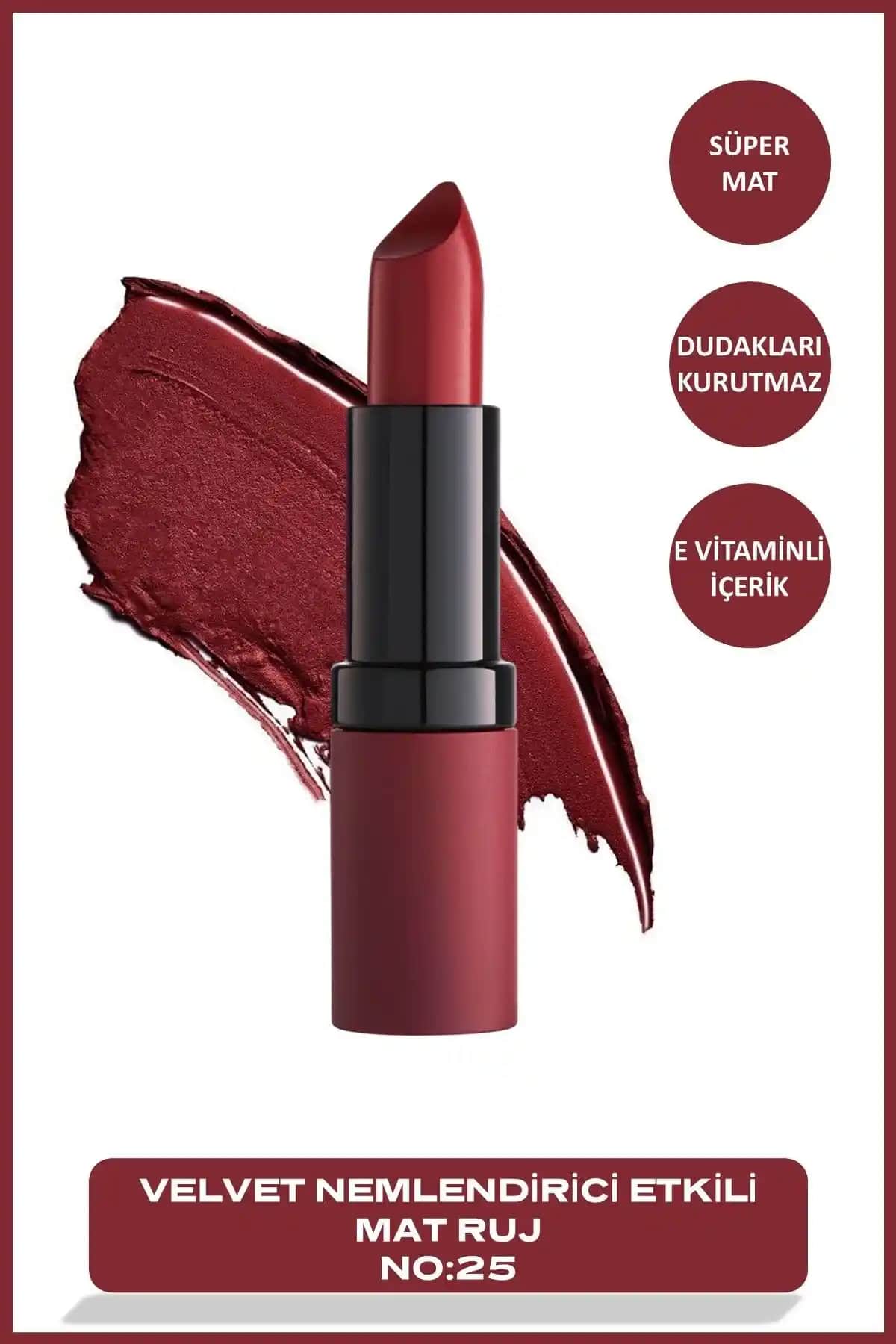 Golden Rose Velvet Matte Ruj No:25 Prom Queen ile Şık ve Kaliteli Dudak Makyajı
