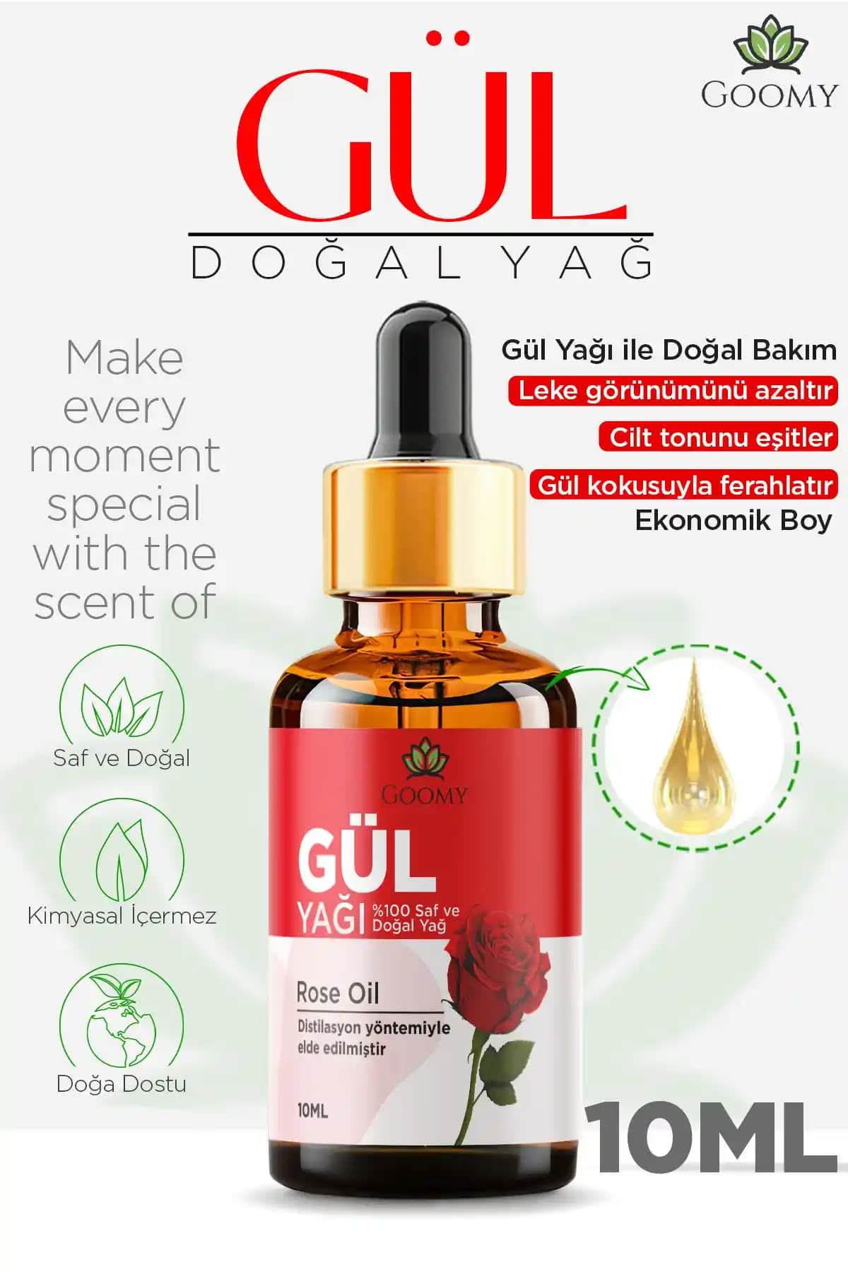 Goomy Gül Yağı Doğal Cilt ve Ruh Sağlığı İçin Çok Yönlü Bir Destek Ürünü