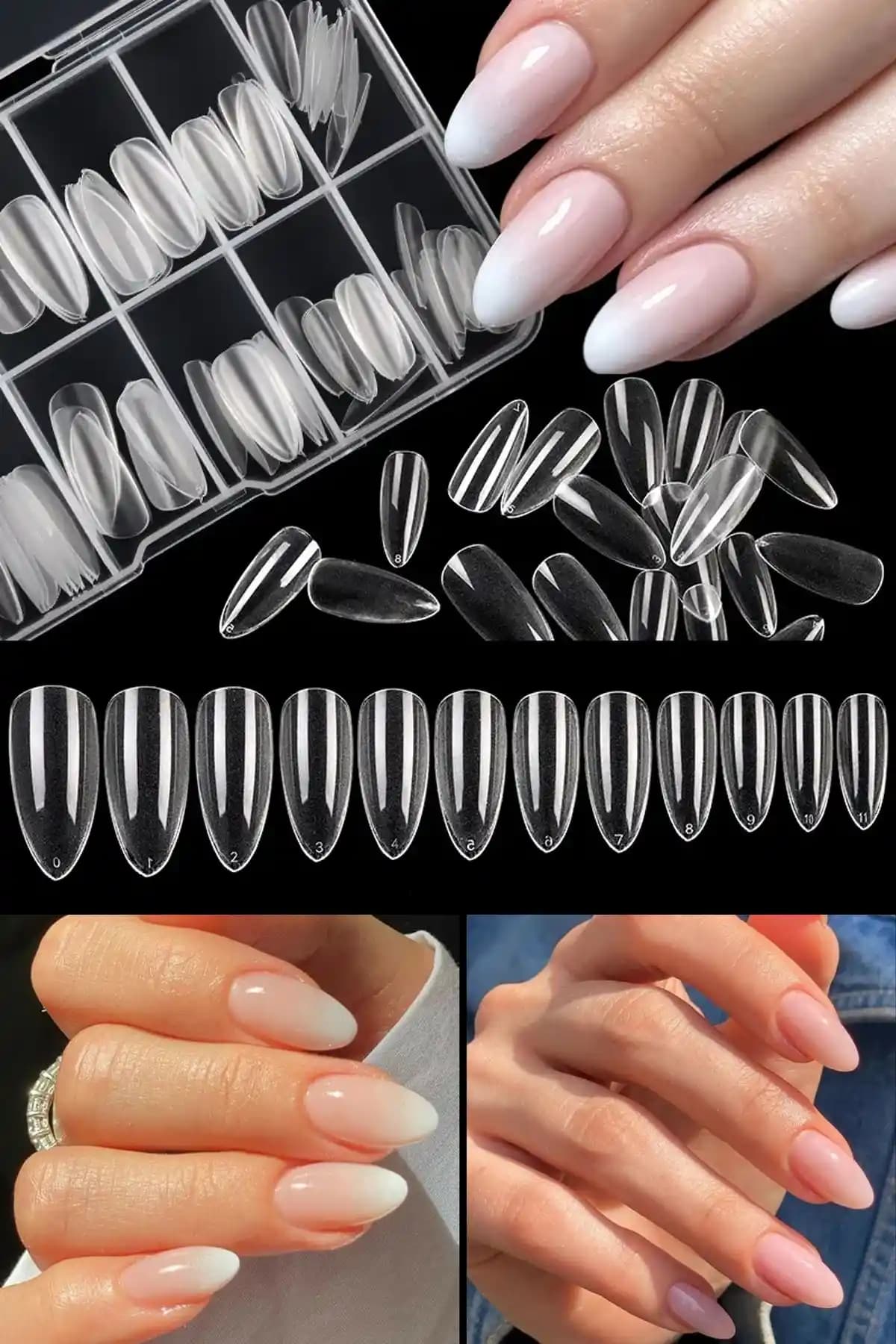 H&E LUXURY DESIGN Jel Destekli Şeffaf Badem Tırnak Ürünü – Dayanıklı ve Estetik Çözüm