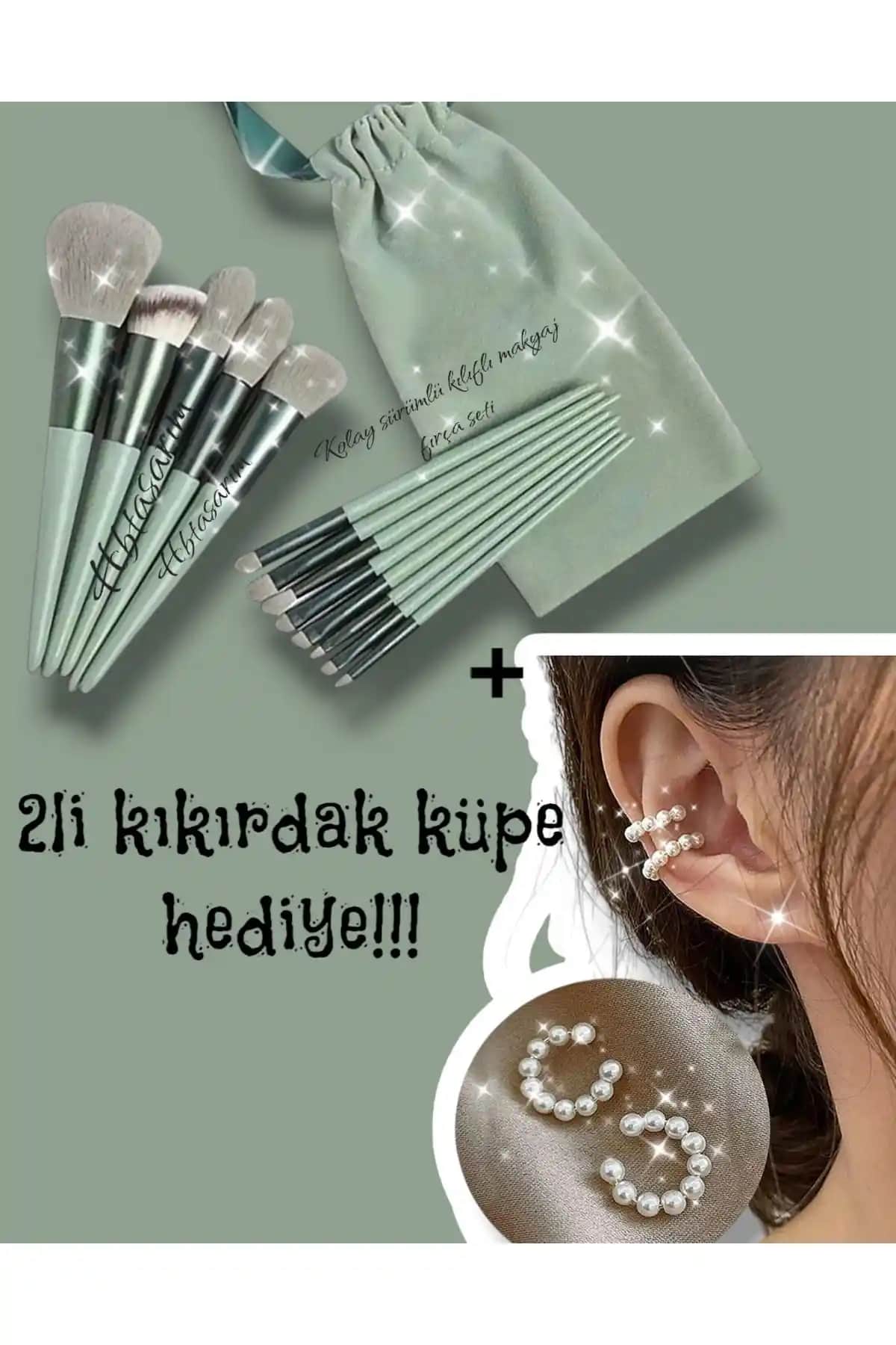 HBTasarim Özel Keseli Lüx Makyaj Fırça Seti: Pratik ve Şık Güzellik Rutini İçin Ideal