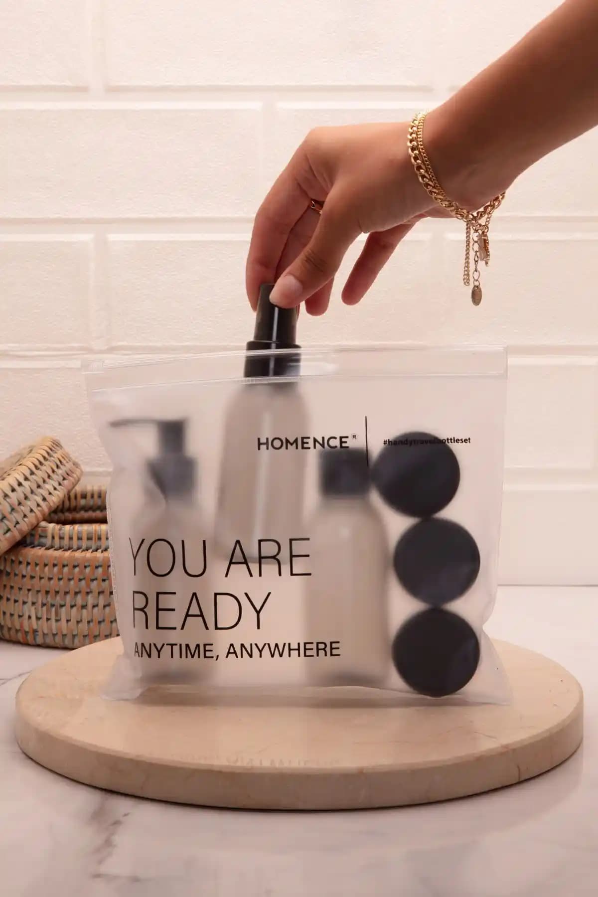 Homence Seyahat Kiti ve Füme Şişe 100ml Seti Şık ve Pratik Seyahat Aksesuarları