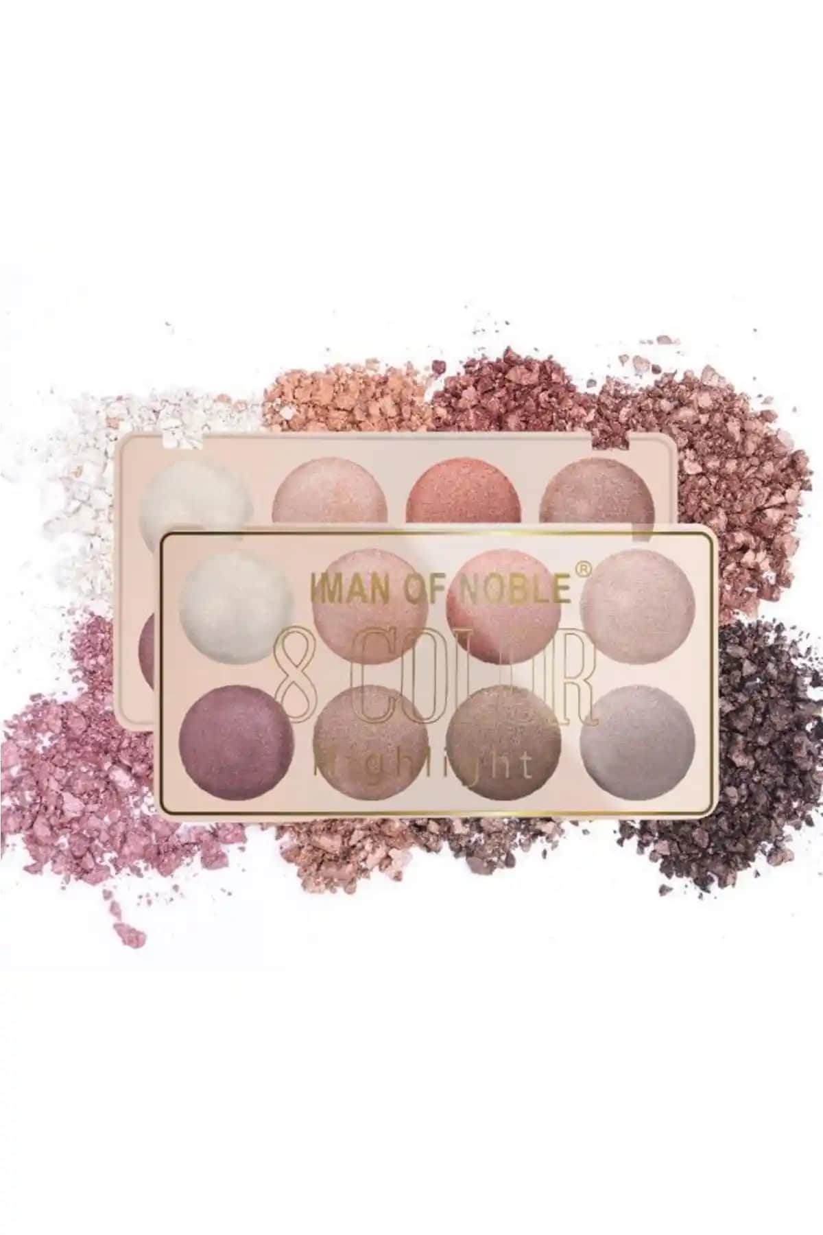 IMAN OF NOBLE 8 Renkli Sedefli Yüz Highlighter ve MUJGAN 40'lı Far Paleti Karşılaştırması