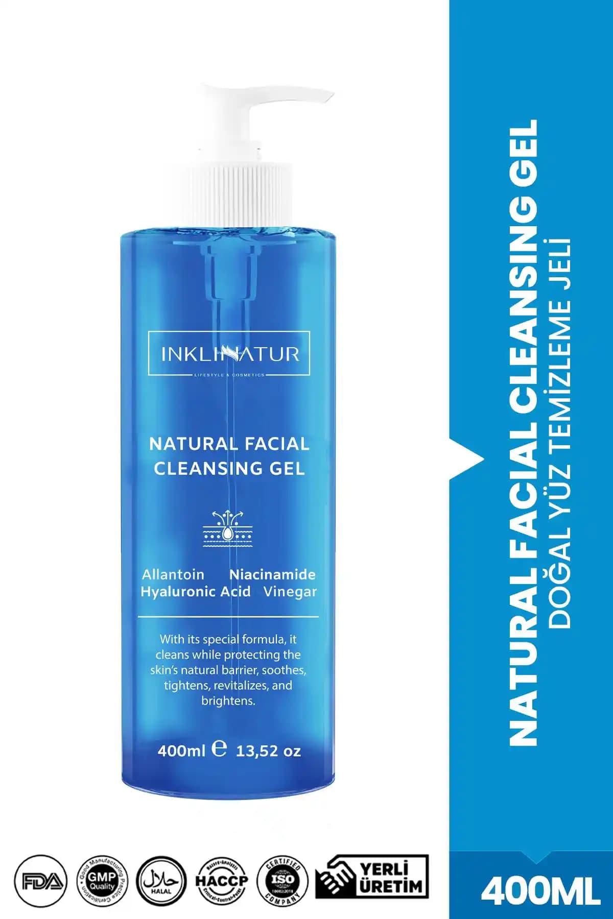 INKLINATUR Doğal Yüz Temizleme Jeli: Hassas ve Yağlı Ciltler İçin Derinlemesine Temizlik