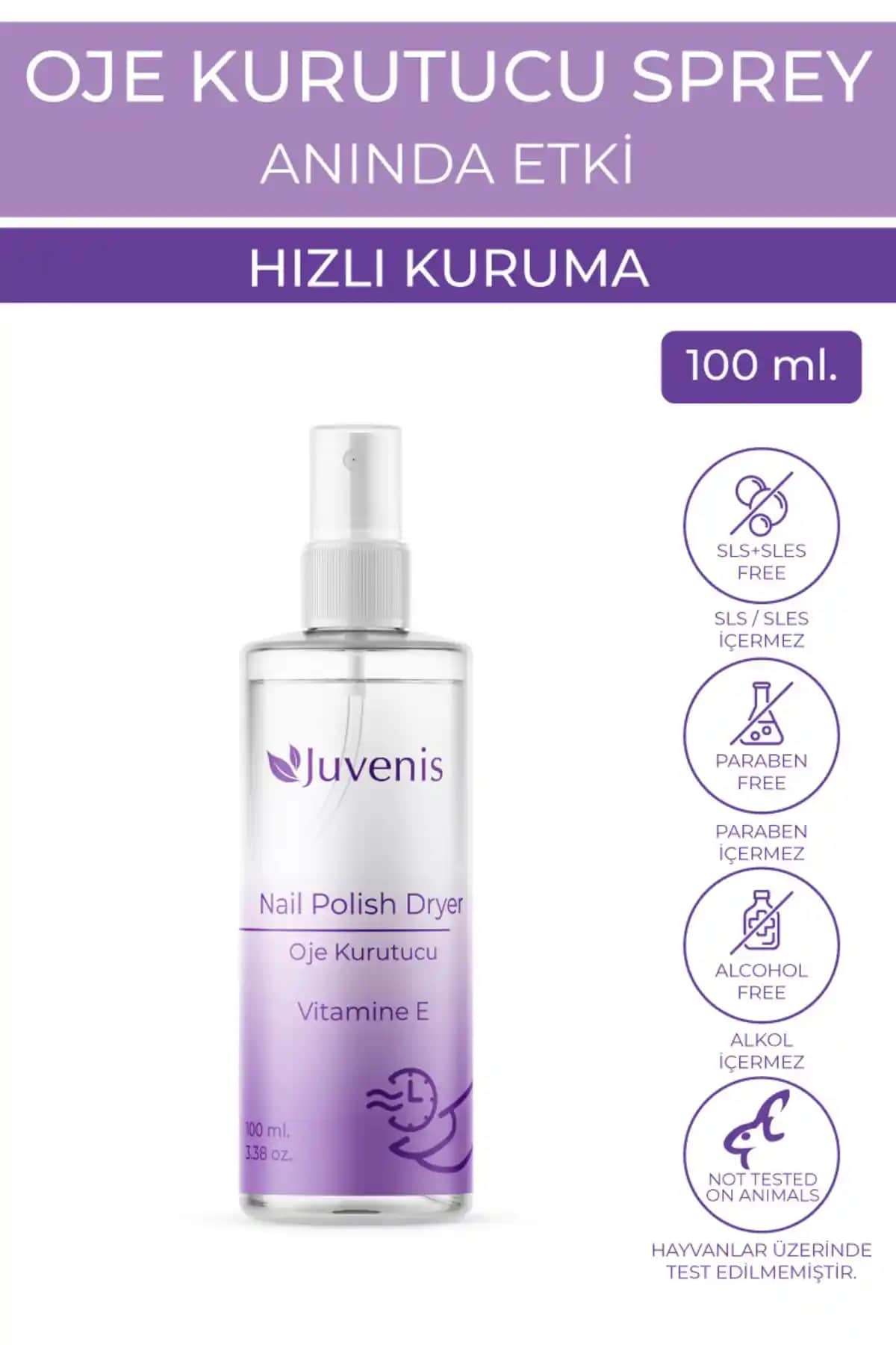Juvenis Hızlı Oje Kurutma Spreyi E Vitamini ile Güçlendirilmiş 100ml