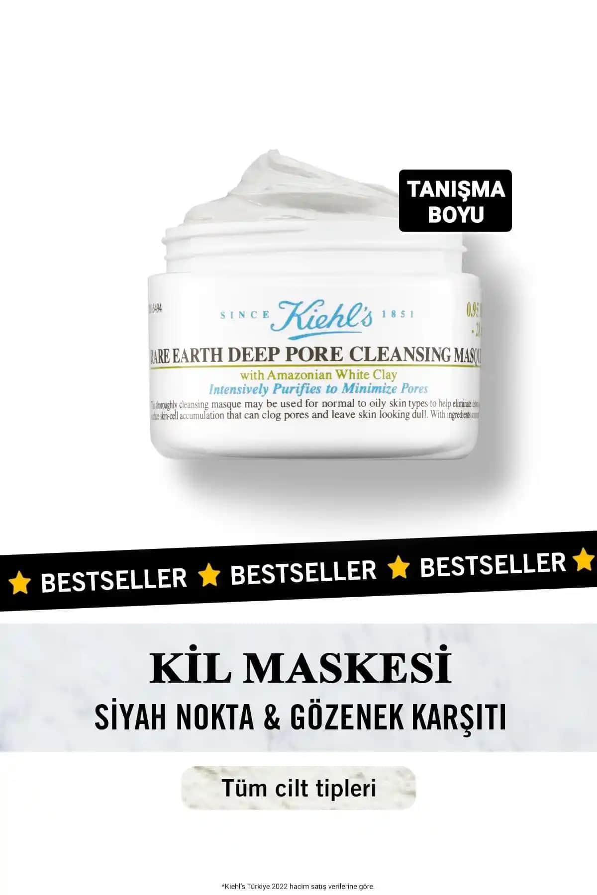 Kiehl's Rare Earth Kil Maskesi: Siyah Noktalar ve Gözenekler İçin Doğal Çözüm