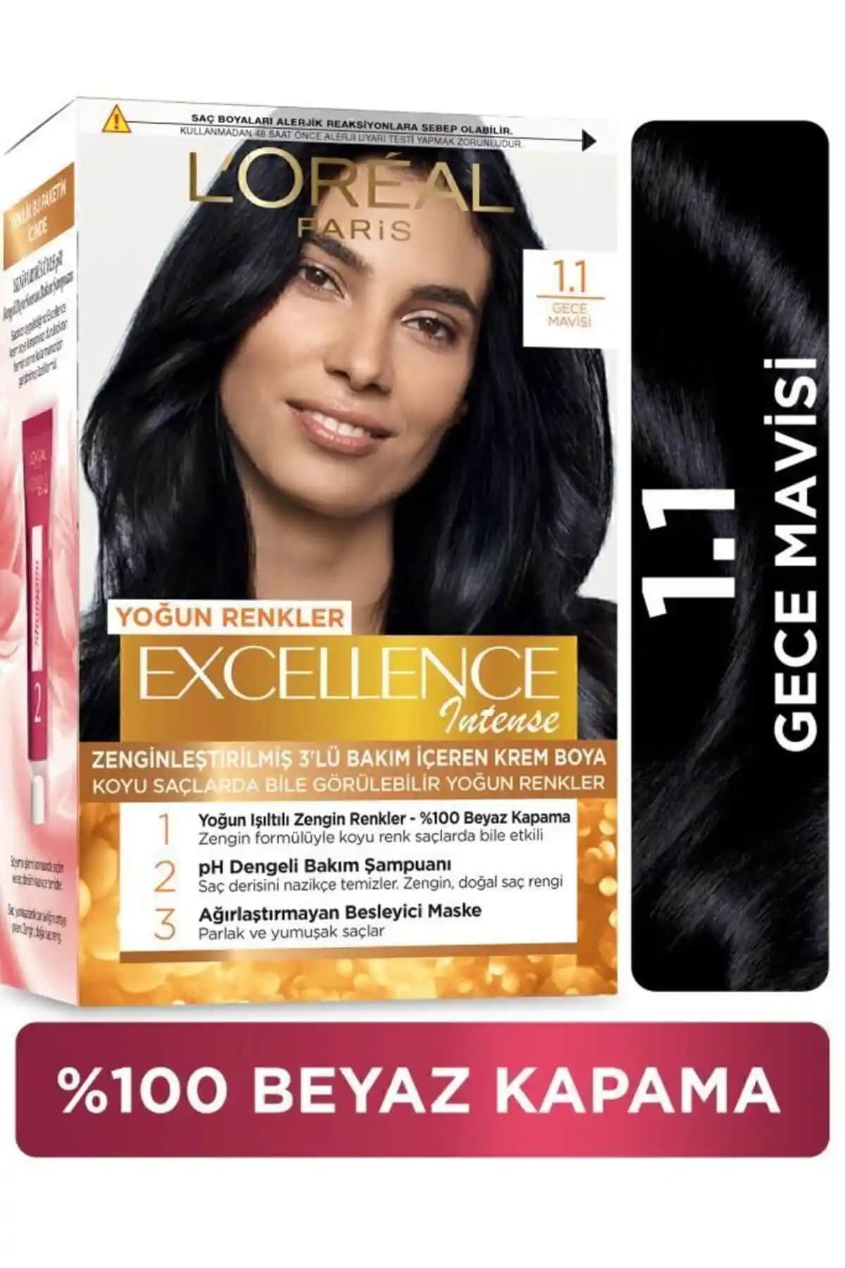 L'Oreal Excellence Kit Siyah Saç Boyası Intense: Uzun Süreli ve Güçlü Renk Sağlayan Ürün