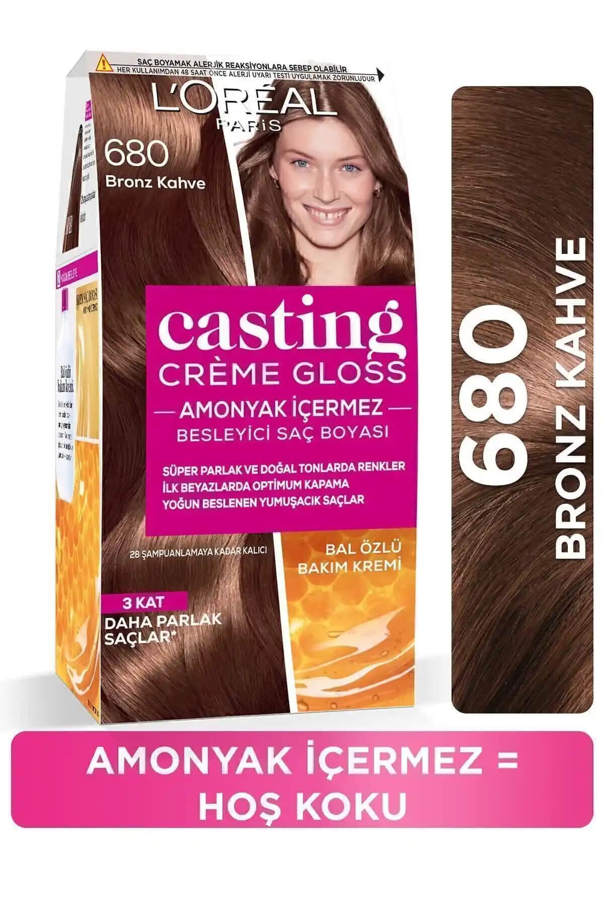 L'Oréal Paris Casting Crème Gloss 680 Bronz Kahve Saç Boyası - Uzun Süreli ve Parlak Renk