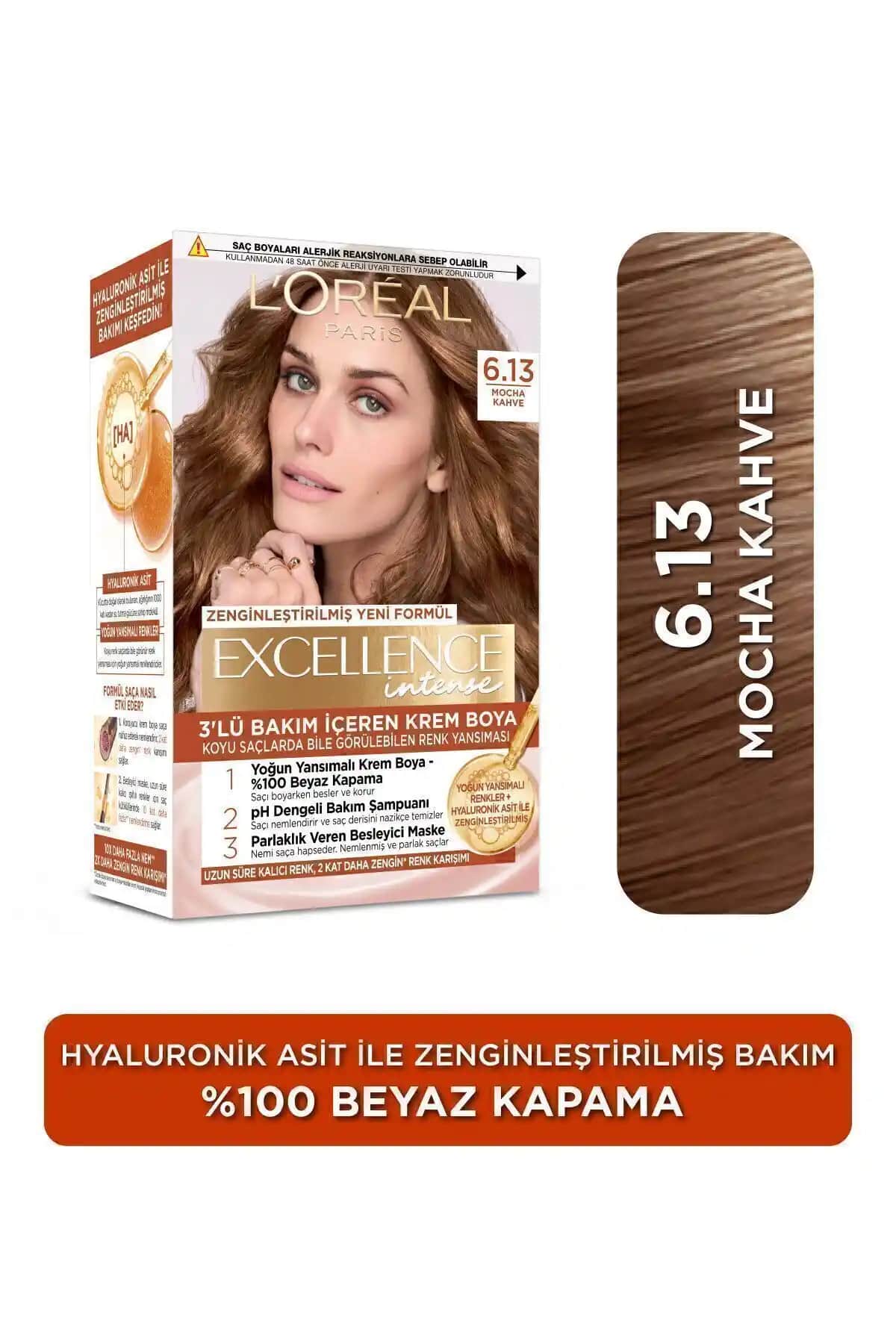 L'Oreal Paris Excellence Intense 6.13 Mocha Kahve Saç Boyası Koyu ve Açık Kahverengiye Doğal Parlaklık
