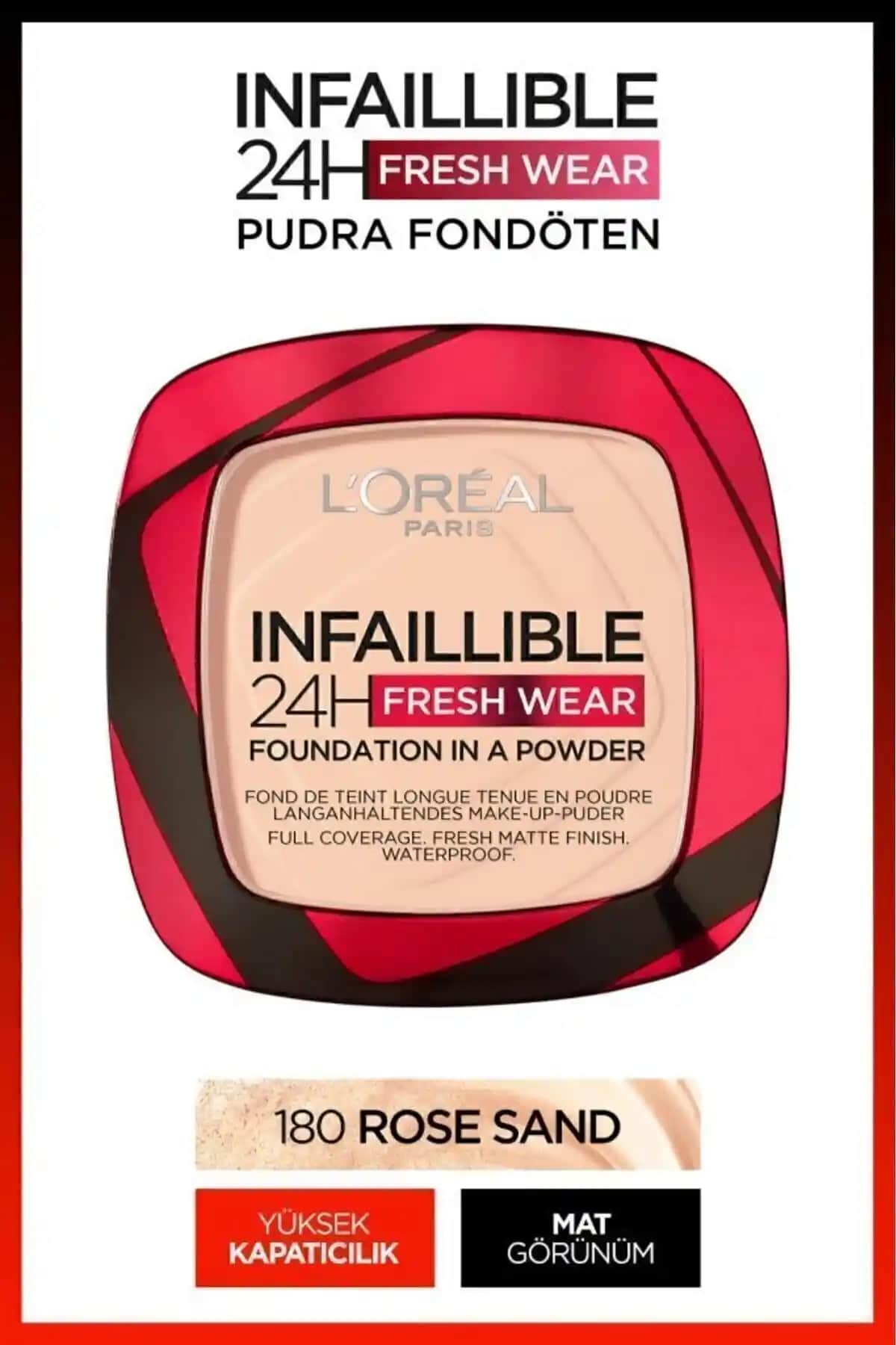 L'Oreal Paris Infaillible 24h Fresh Wear Pudra Fondöten: Uzun Süre Kalıcı Mat Makyaj Ürünü