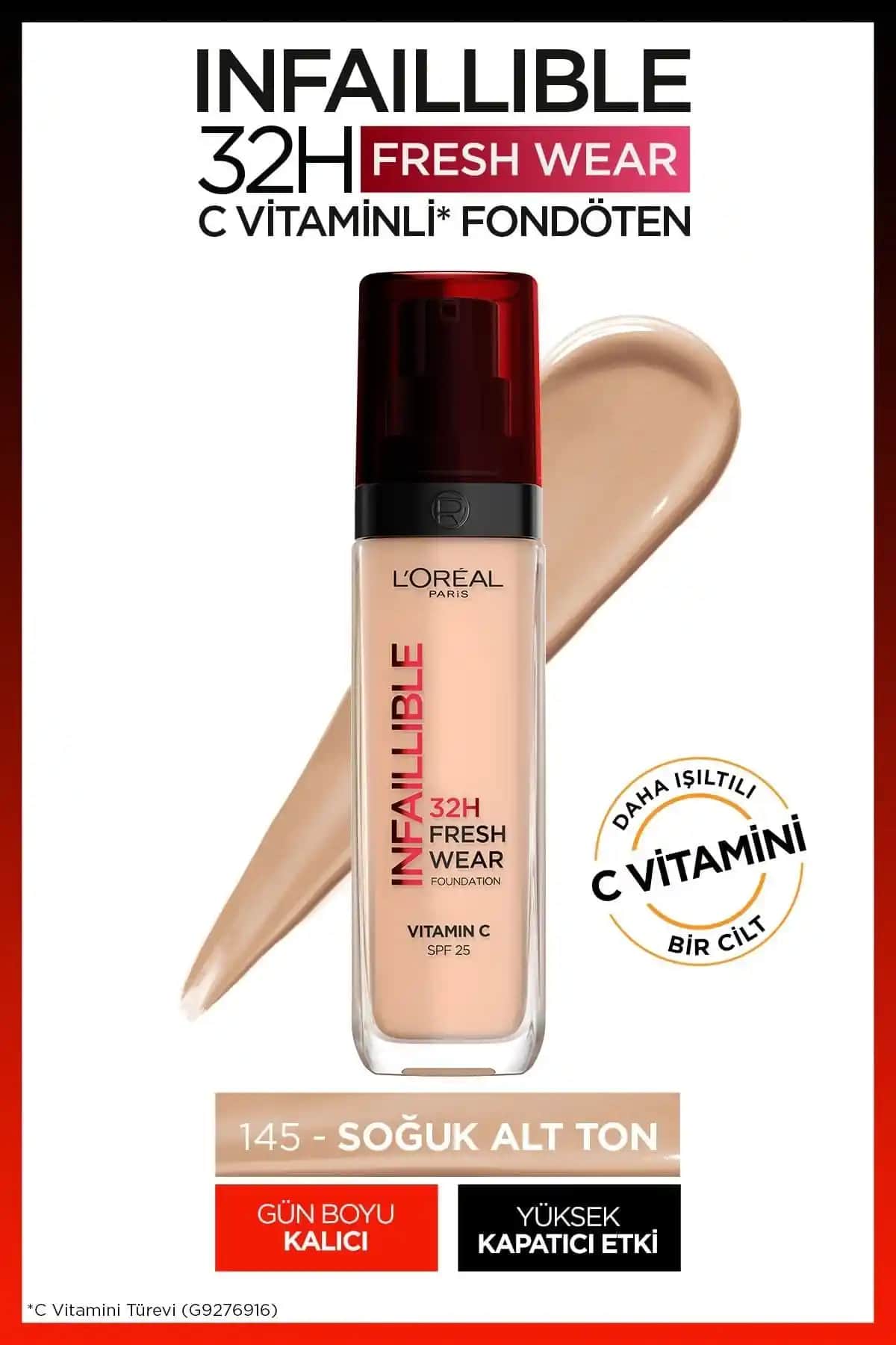 L'Oréal Paris Infaillible 32 Saat Kalıcılık Sağlayan C Vitamini İçeren Fondöten