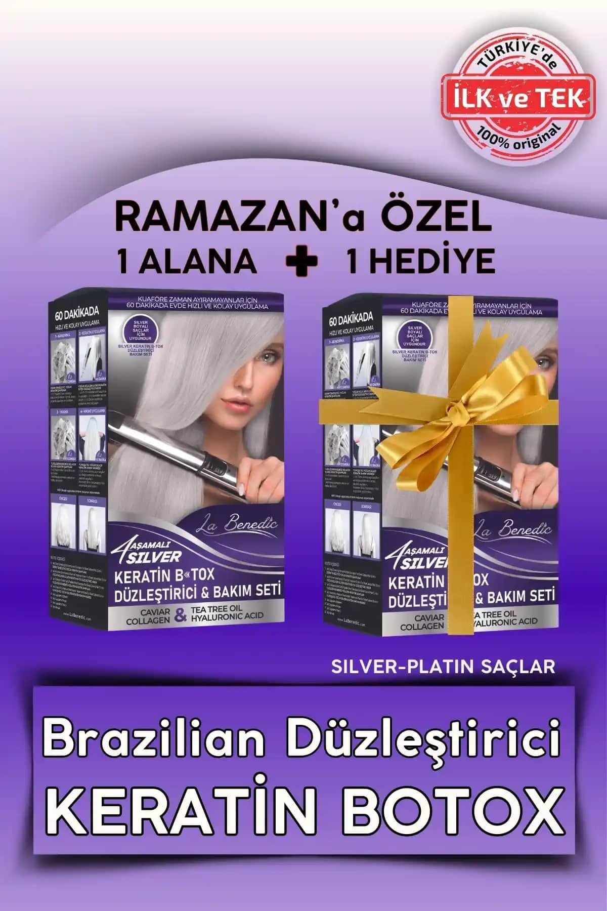 La Benedic 4 Aşamalı Silver Keratin Botox Saç Düzleştirici ve Bakım Seti