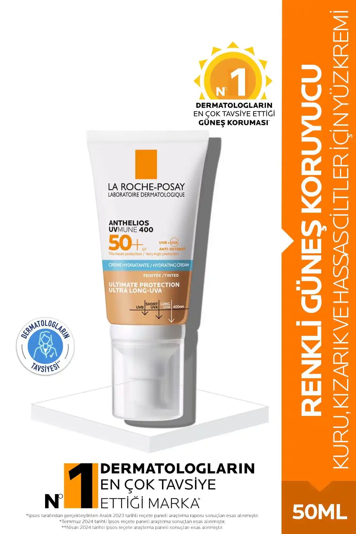 La Roche Posay Anthelios UVmune SPF 50 Hassas Ciltler İçin Yüksek Koruma Sağlayan Renkli Güneş Kremi