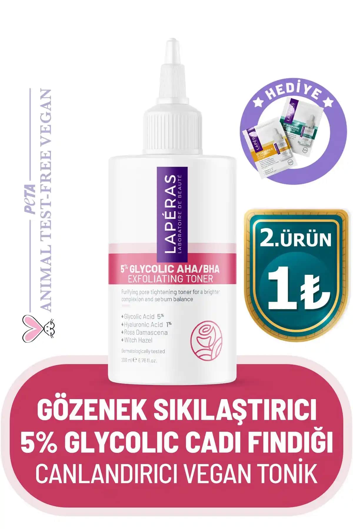 LAPERAS 5% Glikolik Salisilik Asit Tonik Cilt Sıkılaştırıcı ve Parlaklık Artırıcı
