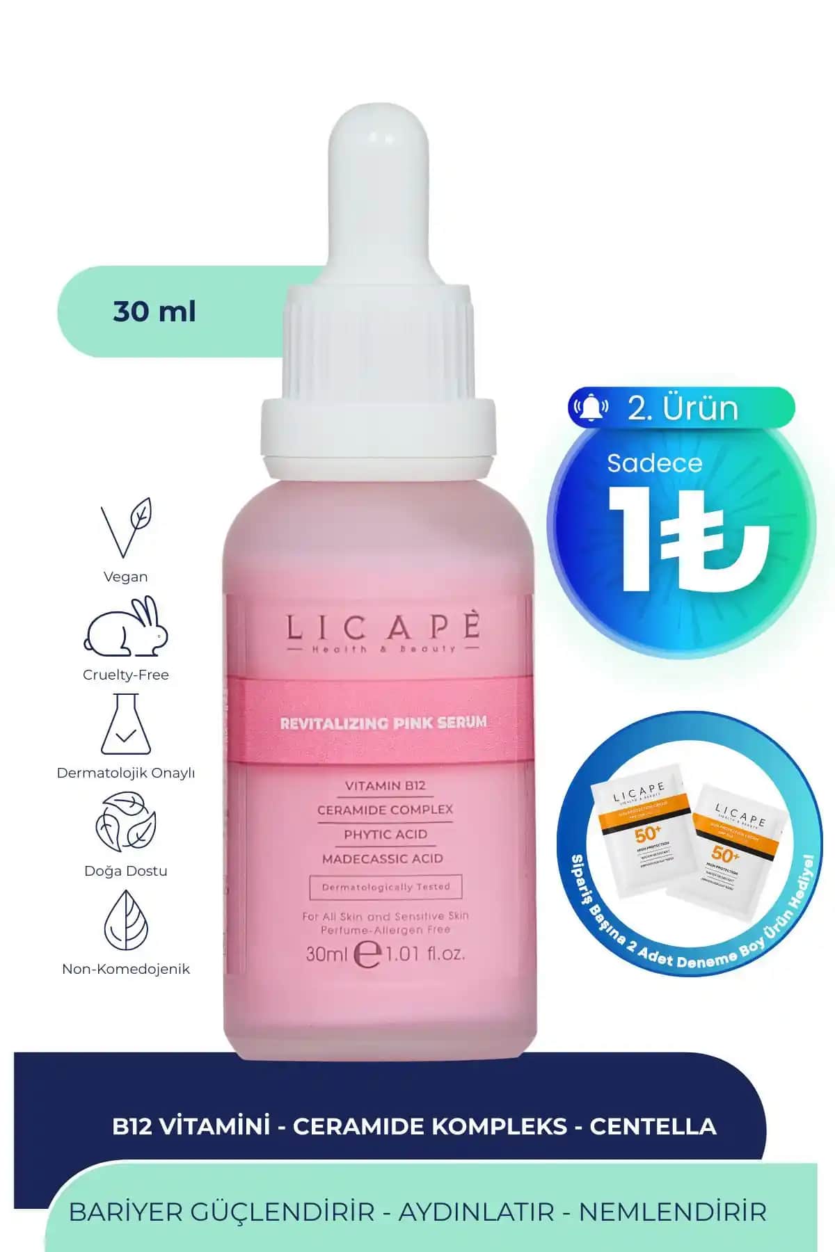 Licape B-12 Revitalizing Pink Serum: Cilt Yenileme ve Parlatıcı Özelliklerle Güçlendirin