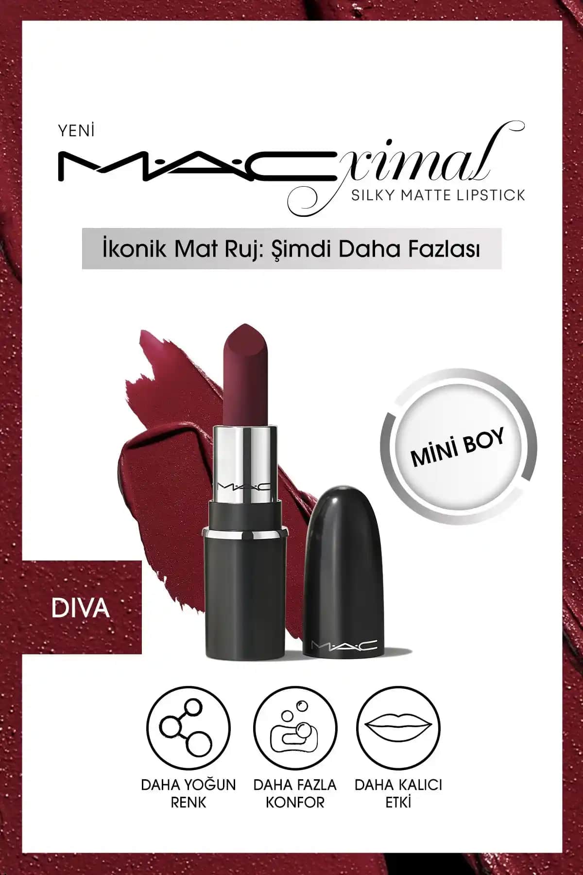 Mac Macximal Mini Mac Silky Matte Ruj: Kalıcı ve Pratik Bordo Dudak Rengi Seçeneği