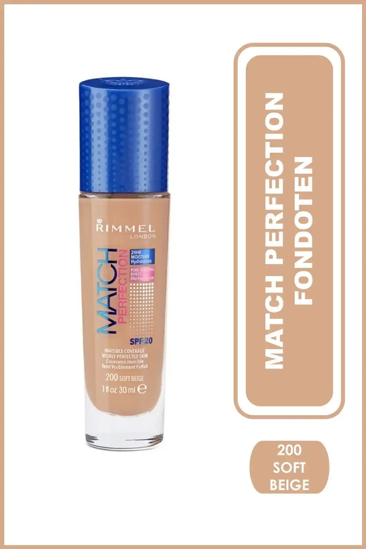 Match Perfection Fondöten Soft Beige 200: Orta Kapatıcı ve 24 Saat Nemlendirme