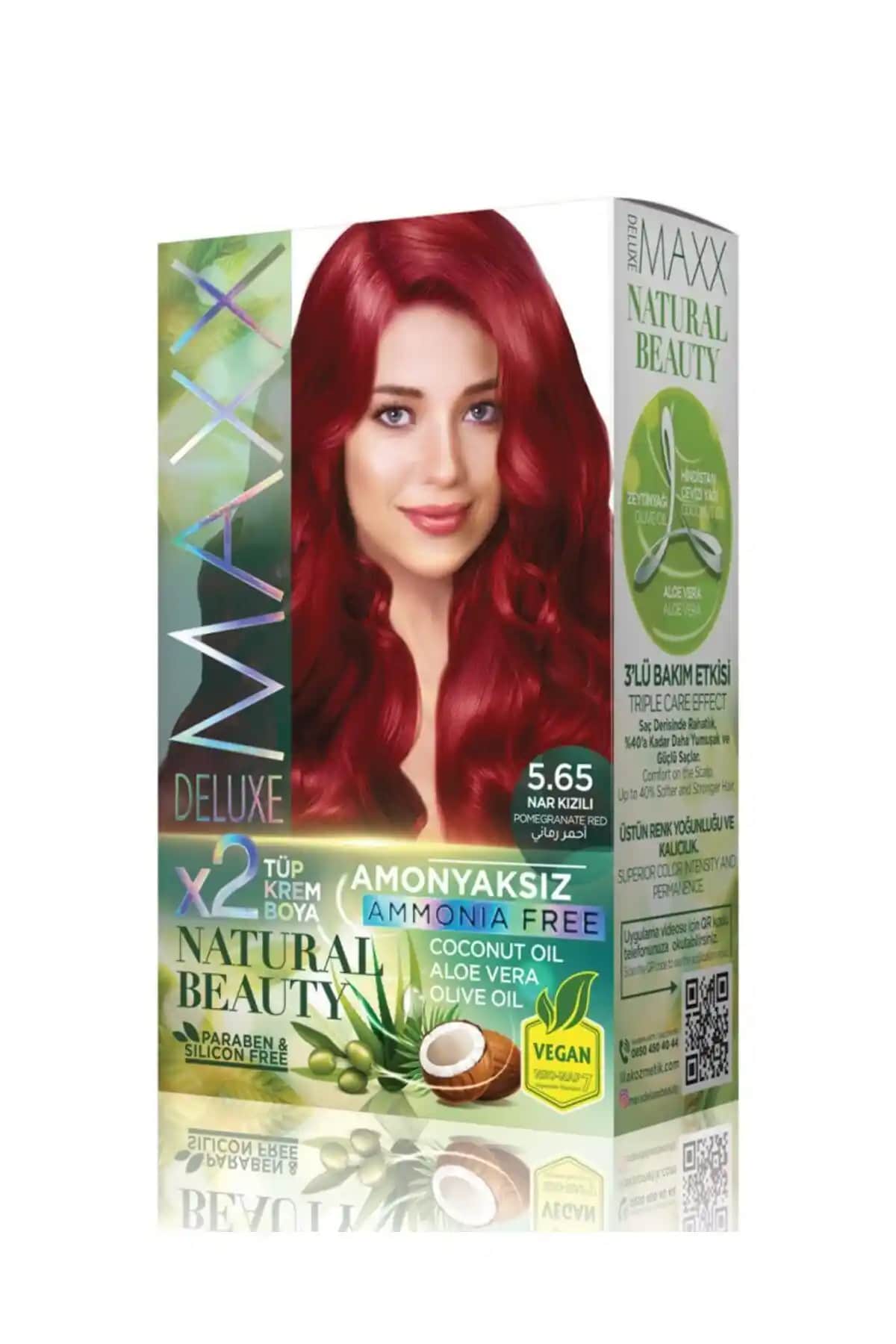 MAXX DELUXE 5.65 Nar Kızılı Amonyaksız Saç Boyası Doğal ve Kalıcı Renk Sağlar