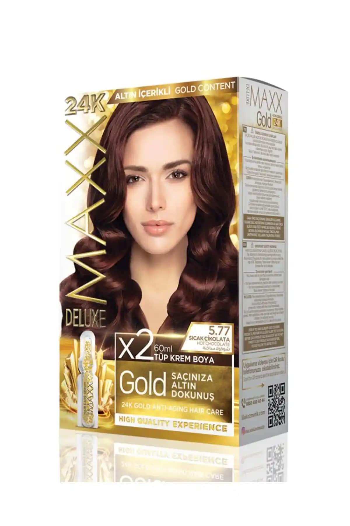 MAXX DELUXE Altın İçerikli Sıcak Kahverengi Saç Boyası 24K Gold ile Güç ve Parlaklık