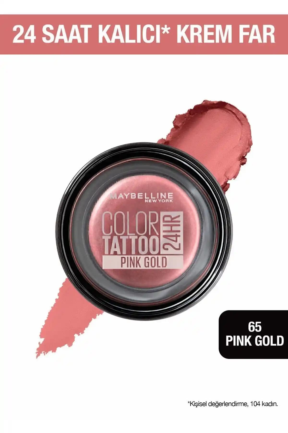 Maybelline New York Color Tattoo 24H Göz Farı 65 Pink Gold: Uzun Süre Kalıcı ve Kolay Kullanımlı