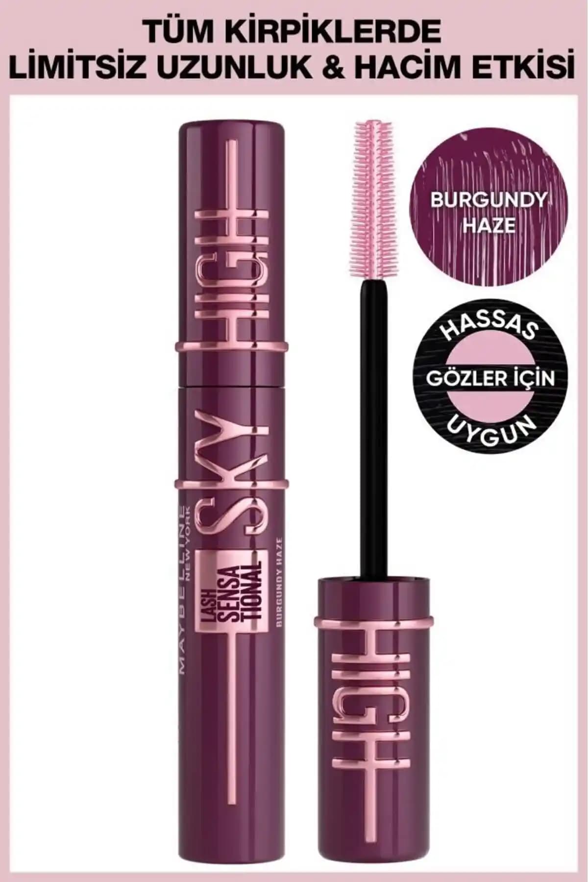 Maybelline New York Lash Sensational Sky High Burgundy Haze Maskara: Uzun ve Hacimli Kirpikler İçin
