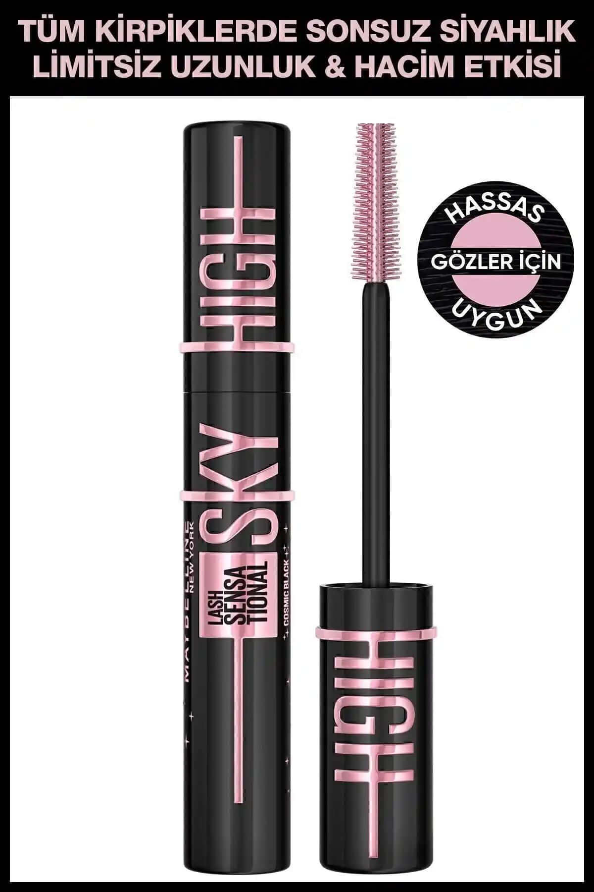 Maybelline New York Lash Sensational Sky High Cosmic Black Maskara ile doğal ve uzun kirpikler elde edin