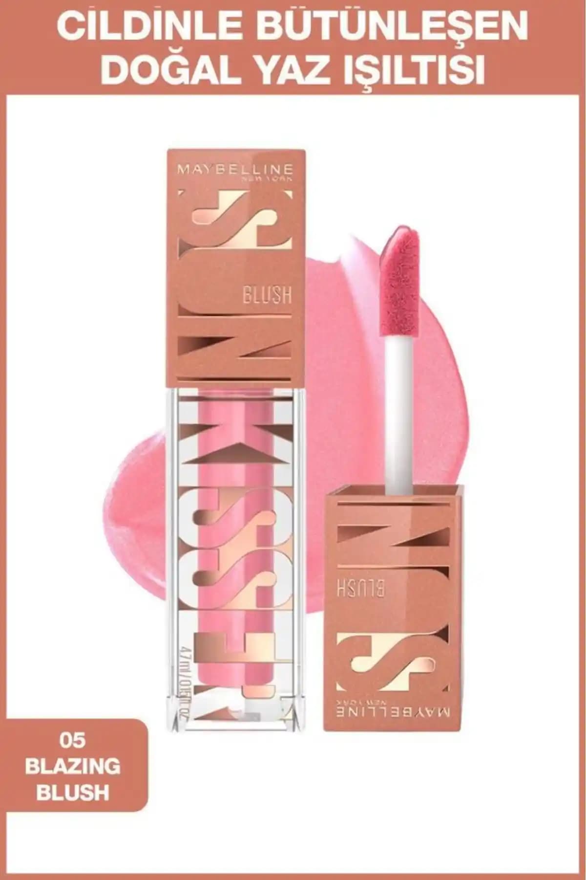 Maybelline Sunkisser Likit Allık 05 Blazing Blush doğal ve parlak görünüm sağlayan ürün