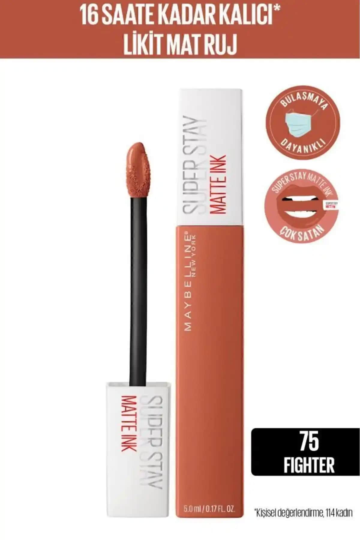 Maybelline Super Stay Matte Ink Unnude Likit Ruj 75 Fighter Kalıcı ve Doğal Dudak Görünümü