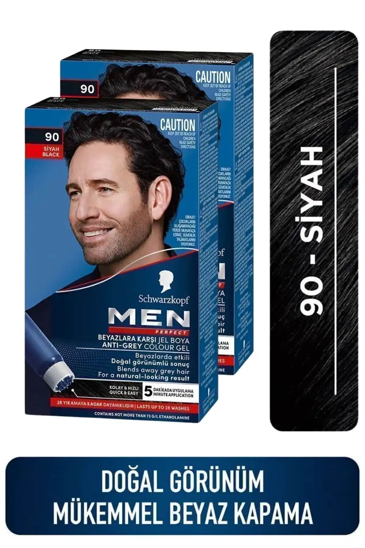 Men Perfect Schwarzkopf Saç Boyası 90 Siyah Yarı Kalıcı ve Doğal Görünüm Sağlar