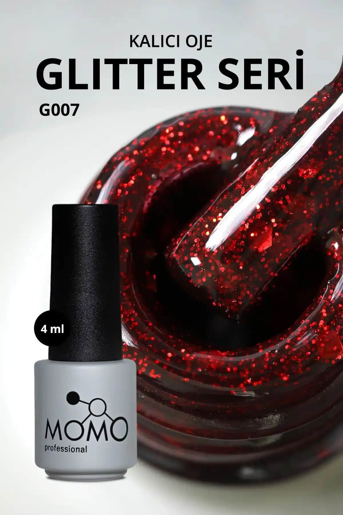 MOMO Glitter Kalıcı Oje G007: Uzun Süre Dayanan Parlak ve Güvenli Kırmızı Oje