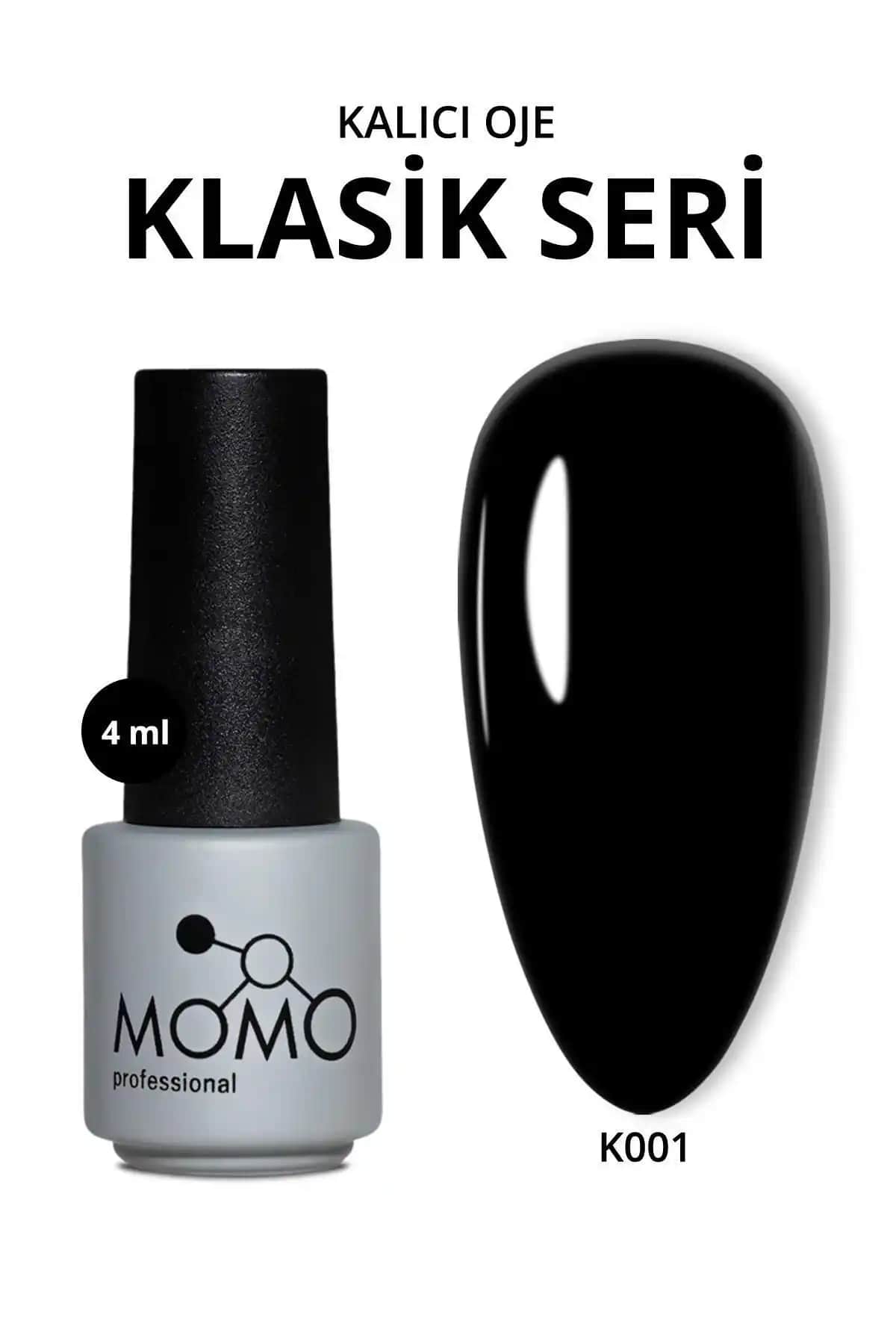MOMO Professional Kalıcı Oje K001 Siyah Renk ve Uzun Süreli Parlaklık Sağlar