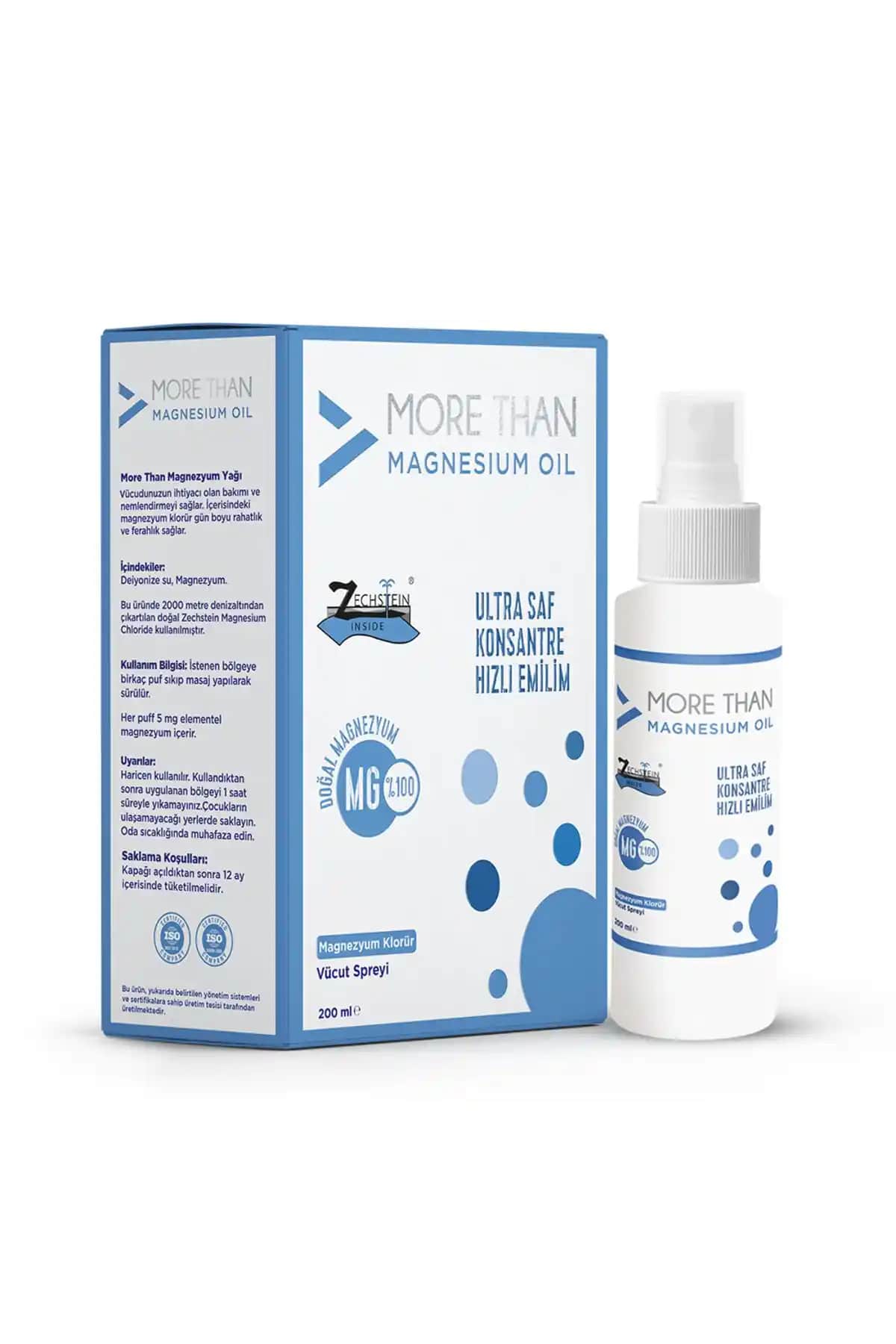 MORE THAN Magnezyum Yağı 200 ml doğal içeriklerle kas ve cilt sağlığı için ideal ürün