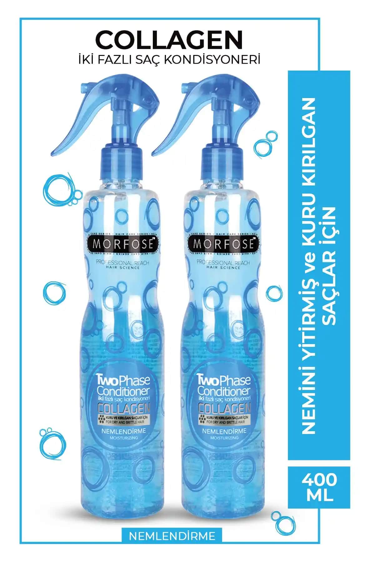 Morfose Çift Fazlı Kolajen İçeren Fön Suyu 400 ml - Kuru ve Kırılgan Saçlar İçin Güçlendirici Bakım