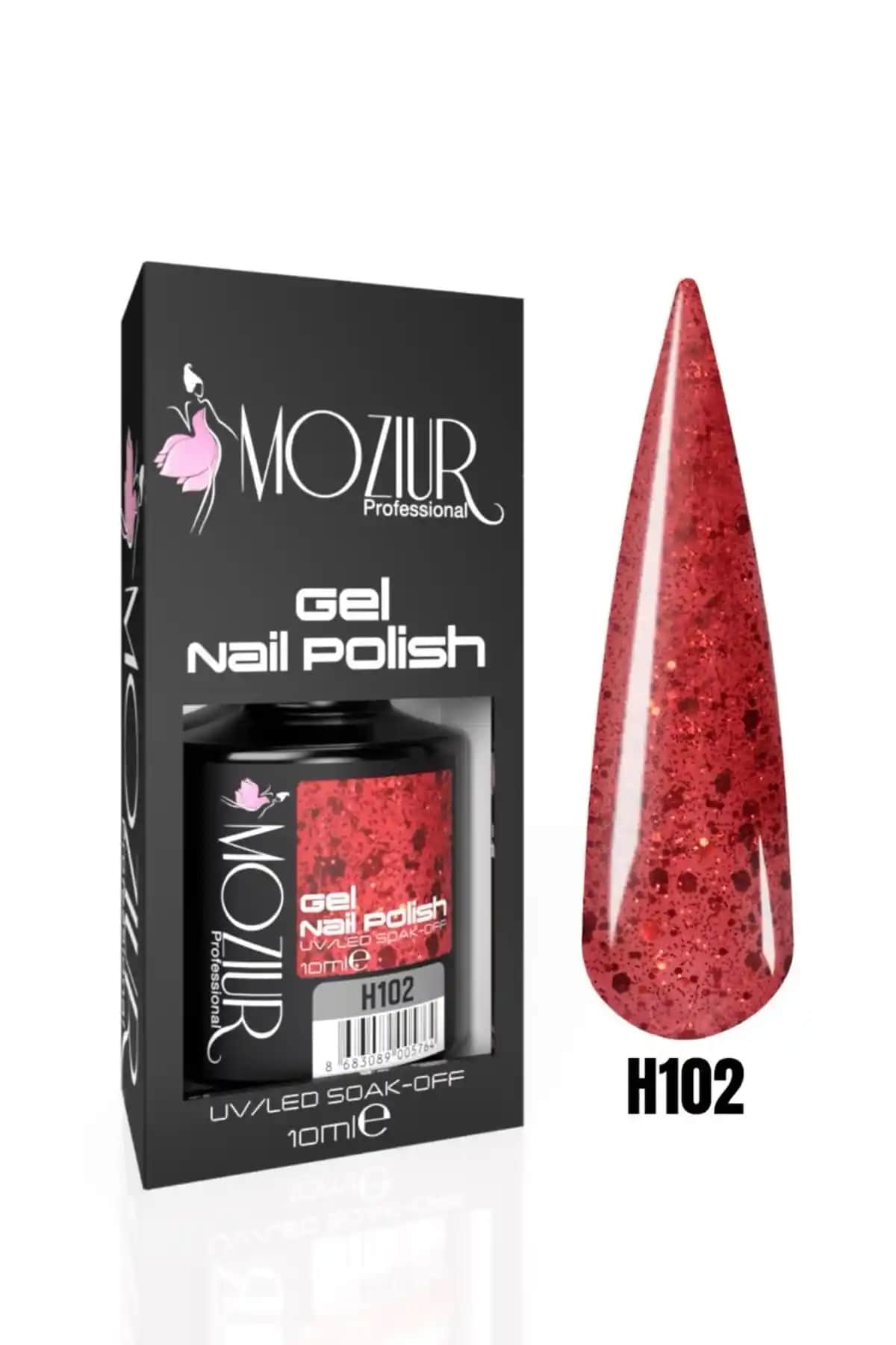 MOZIUR H102 Simli Seri UV LED Kalıcı Oje Kırmızı Renkli Parlak ve Uzun Süre Dayanıklı