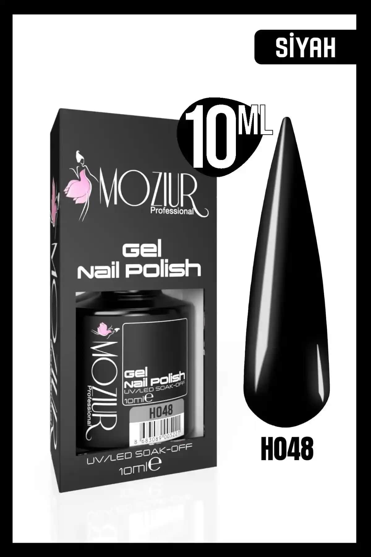 MOZIUR Kalıcı Oje UV Led H048 Siyah – Uzun Süre Dayanıklı ve Parlak Tırnaklar İçin