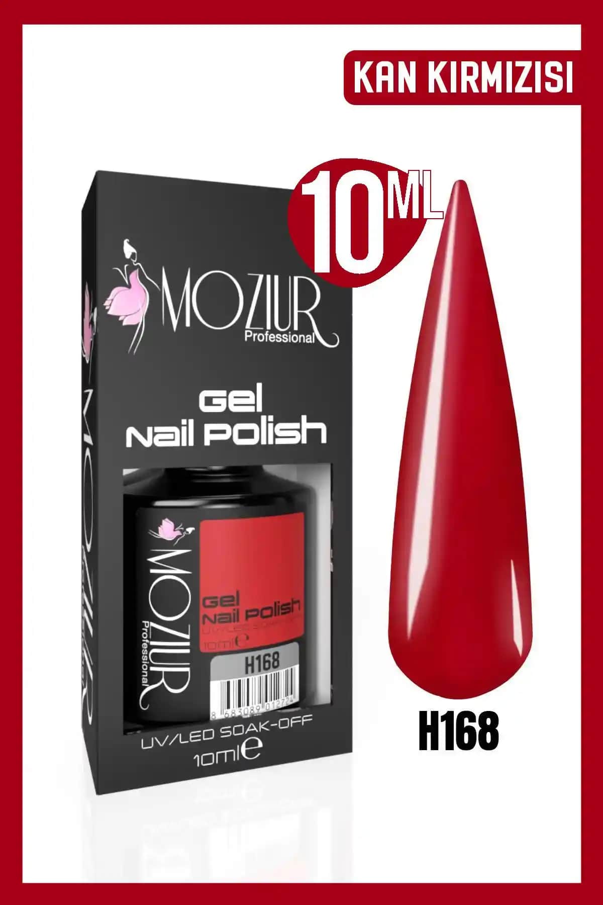 MOZIUR Kalıcı Oje UV LED H168 Kırmızı 10ml Uzun Süre Dayanıklı ve Parlak