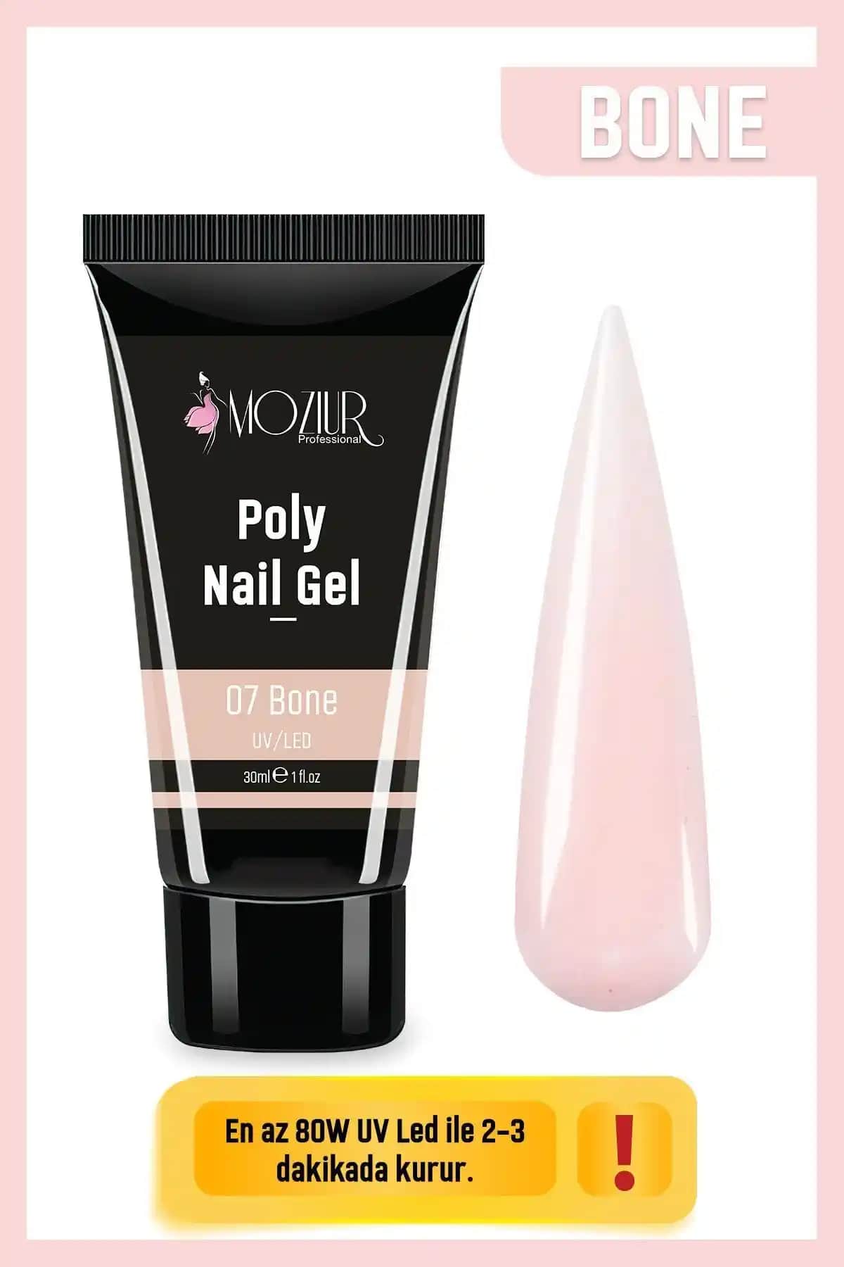 MOZIUR Poly Jel 30ml Bone ile doğal ve dayanıklı tırnaklar elde edin