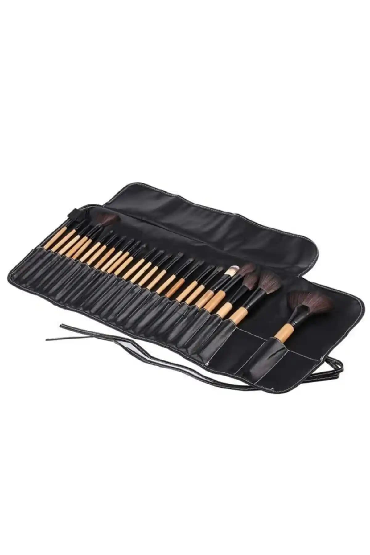MUJGAN 24'lü Profesyonel Makyaj Fırça Seti Bambu Tasarımı ve Doğal Kıllar ile Şık ve Pratik