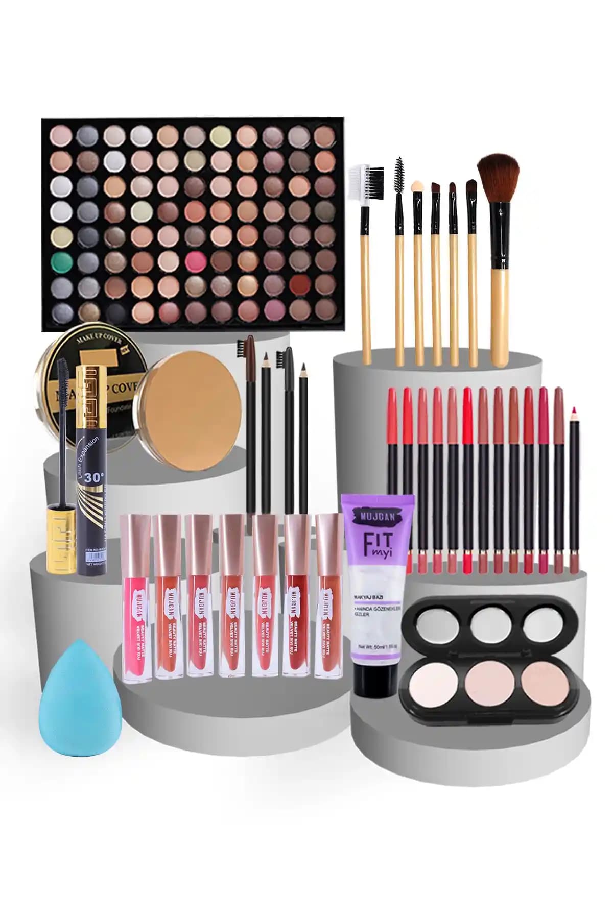 MUJGAN Mega 32 Parça Makyaj Seti Beyaz Ten İçin Geniş ve Çok Yönlü Kolleksiyon