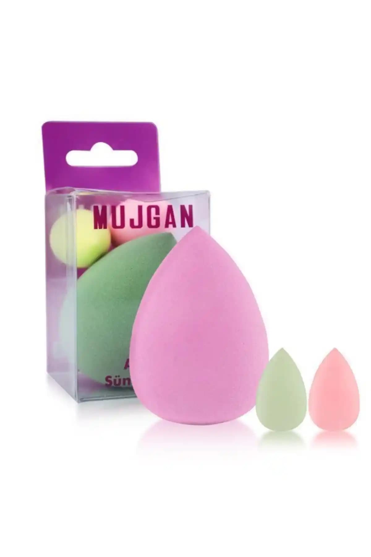 MUJGAN Mjgn-170 Büyük ve Orta Mini Boy 3'lü Armut Sünger Seti Açık Pembe