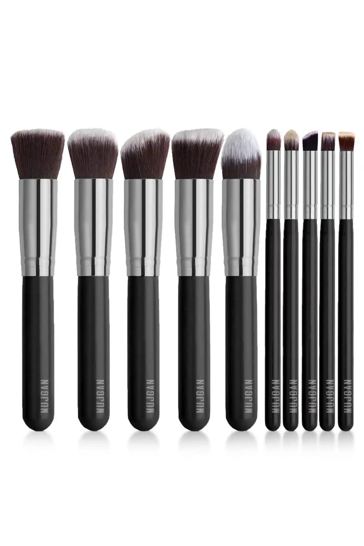 Müjgan Tsrm Siyah Saplı 10'lu Makyaj Fırça Seti Profesyonel ve Günlük Kullanıma Uygun