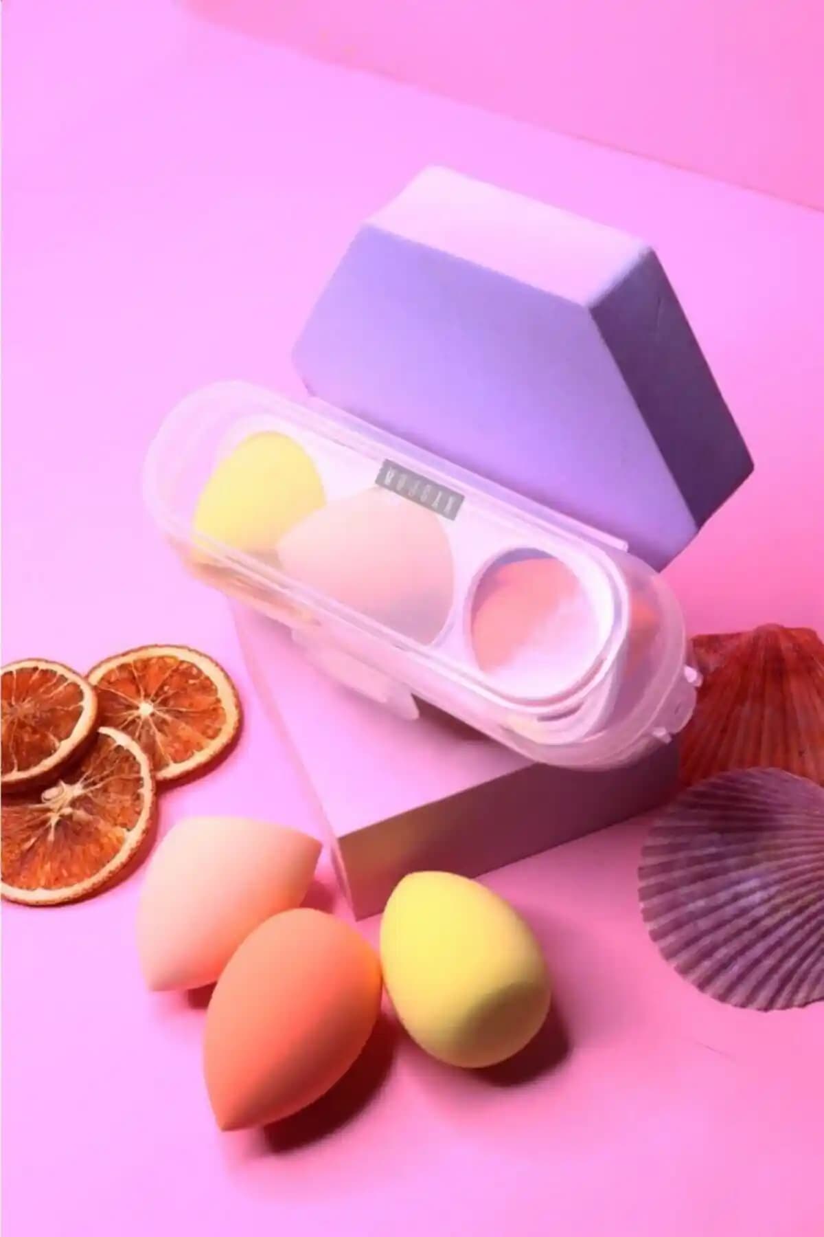 Mükemmel Makyaj İçin MUJGAN 3'lü Standlı Sünger Seti Yüksek Kalite ve Hijyen İmkanıyla