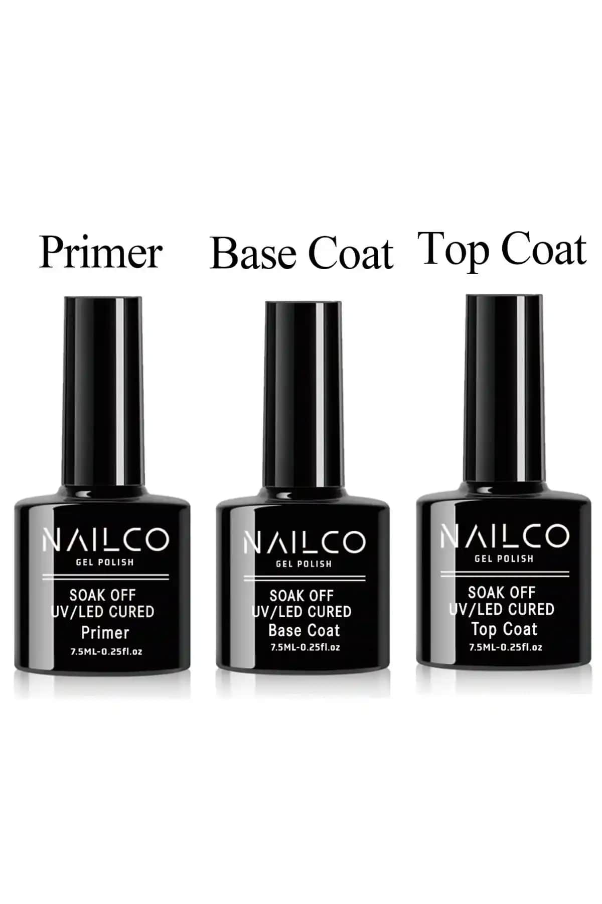 Naıl Co Primer Air Dry BaseCoat TopCoat: Çok Renkli ve Dayanıklı Kalıcı Oje Seti